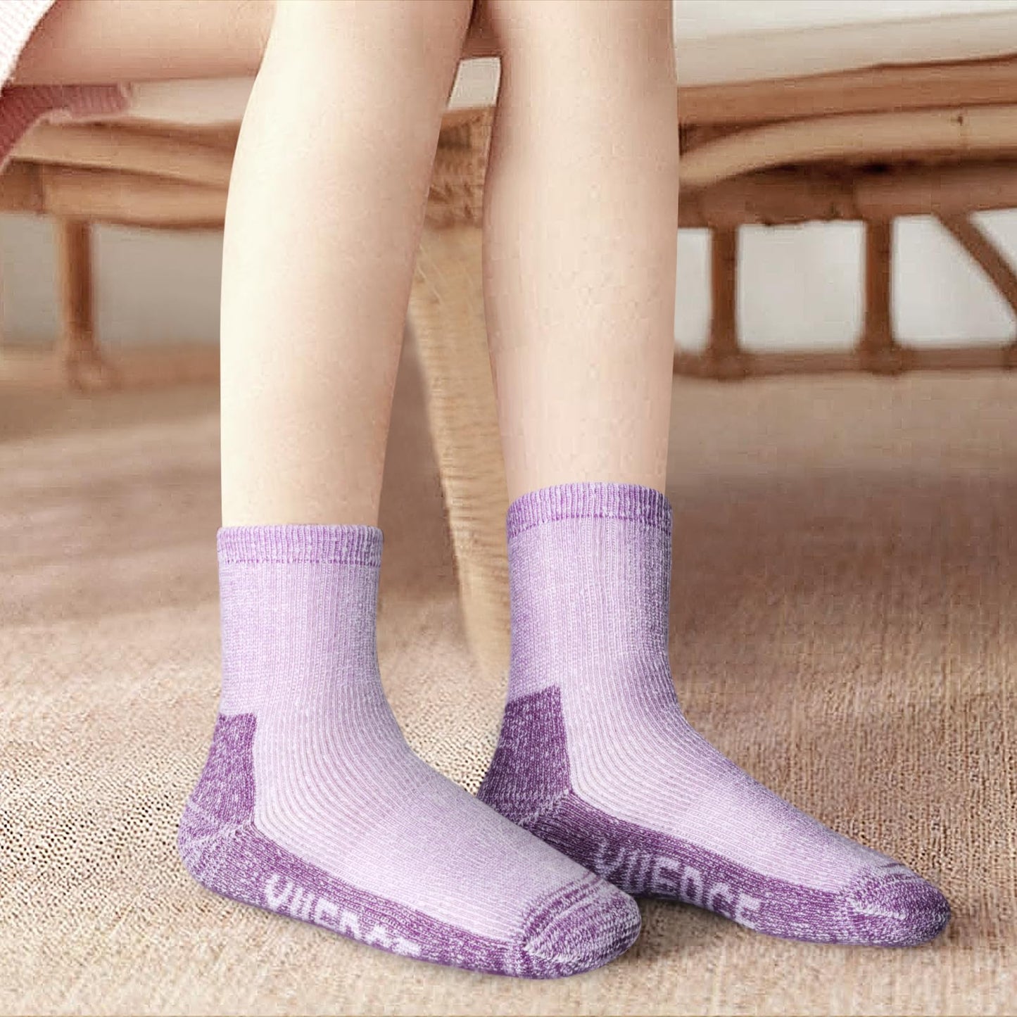 YUEDGE Womens Wool Socks Cozy Crew Thermal Socks Thick Fleece Warm Socks Winter Boot Socks for Women Size 6-9, 3 Pairs