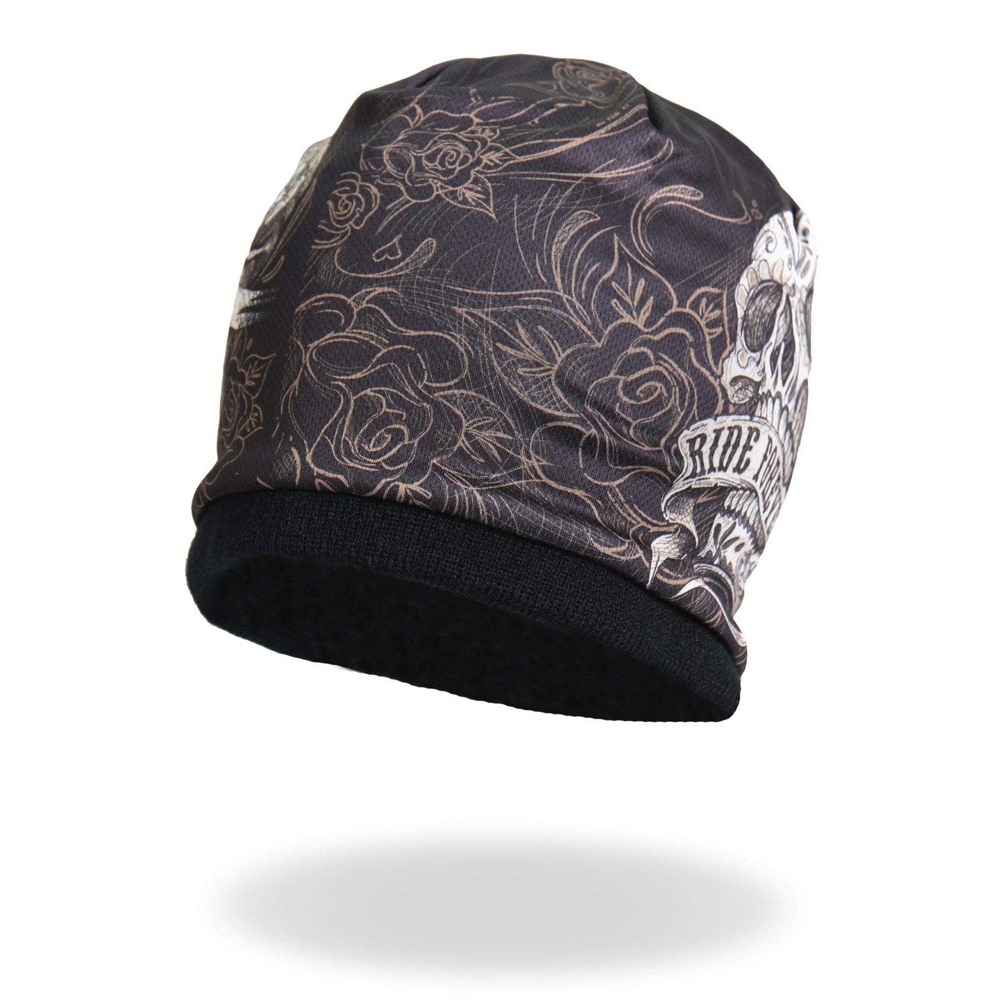 Hot Leathers Banner Skull Beanie (Black, One Size)