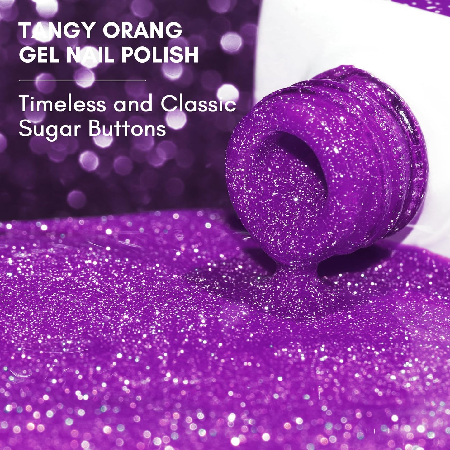 Makartt Glitter Gel Nail Polish - Flash Diamond Purple Reflective Gel, 15ml UV LED Soak Off for Nail Art Designs, DIY Home Salon Manicure, Sugar Buttons