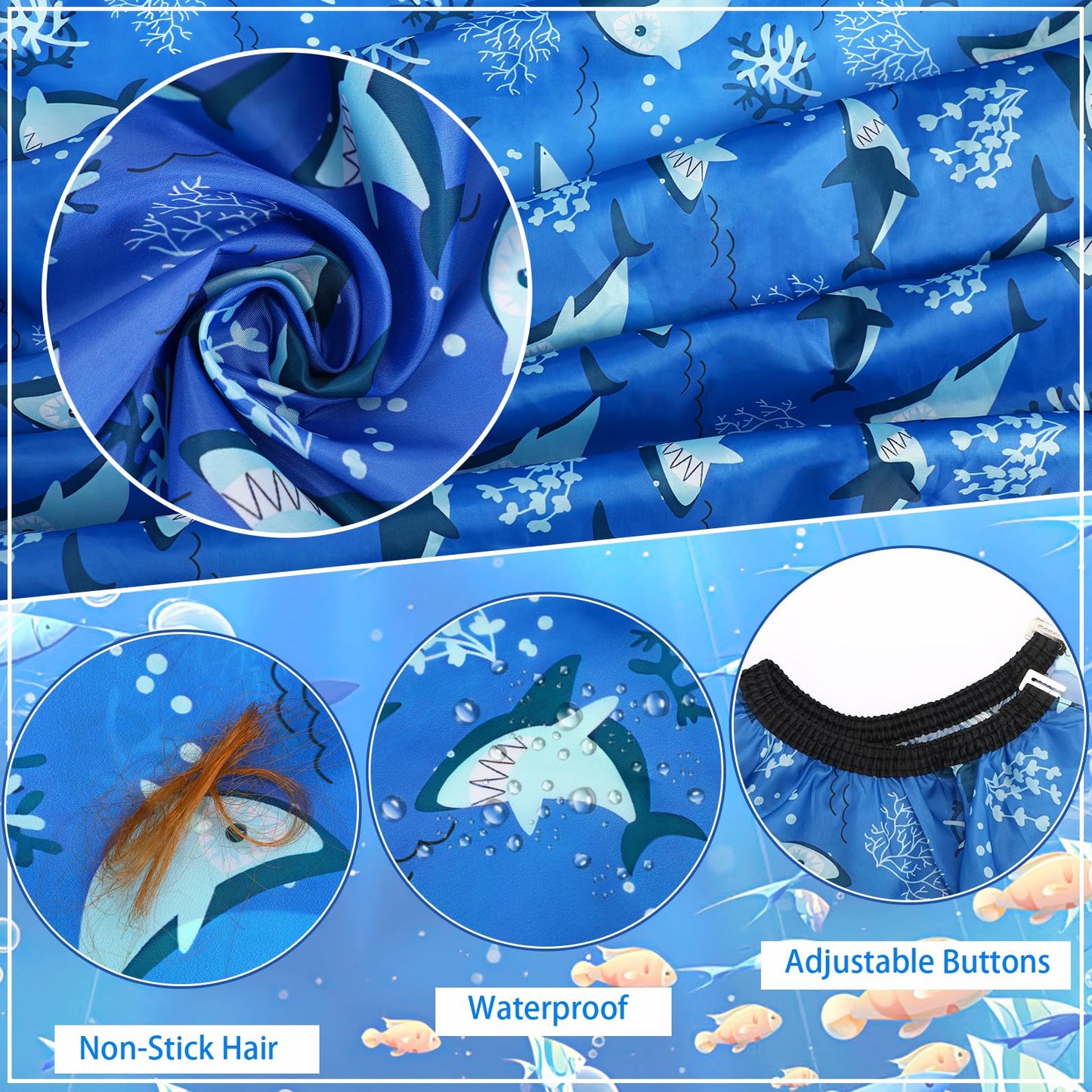 FEBSNOW Kids Hair Cutting Cape,Professional Kids Barber Cape and Neck Duster Brush Cartoon Hairdresser Apron with Adjustable Closure for Children Salon Barber Supplies for Kids & Adults 55x39 Inches