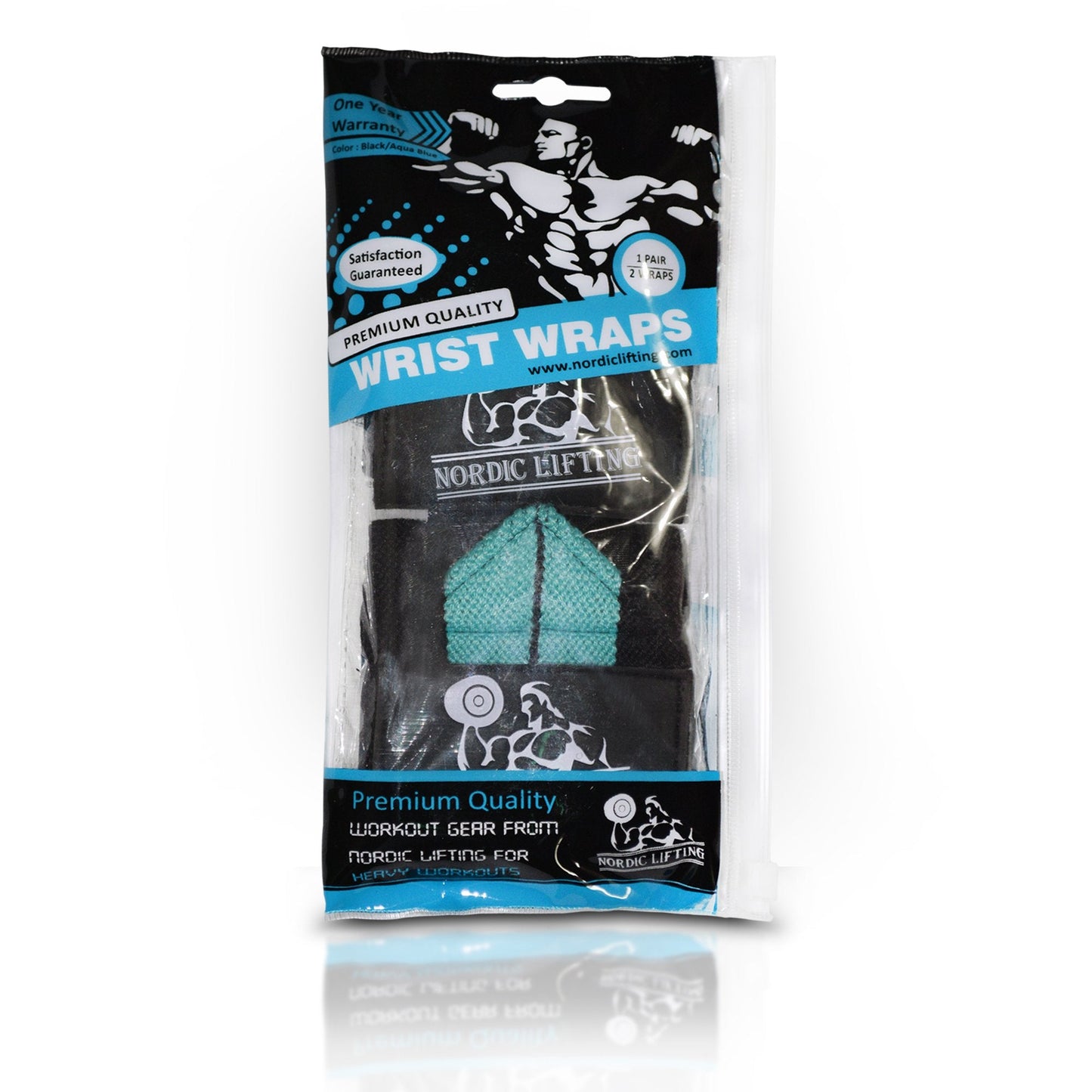 Wrist Wraps (1 Pair/2 Wraps) for Weightlifting/Cross Training/Powerlifting/Bodybuilding-Women & Men-Premium Quality Equipment & Accessories Avoid Injury in Weight Lifting-(Aqua Blue)-1 Year Warranty