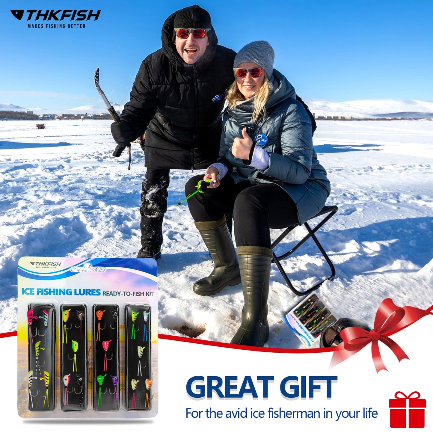 Ice Fishing Jigs, 20pcs Dancing Ice Fishing Jig Rubber Skirt Kit Winter Ice Fishing Lures Ice Fishing Lures and Jigs Walleye Ice Fishing Gear for Ice Jigging Panfish Crappie Panfish Pike, 4 Styles
