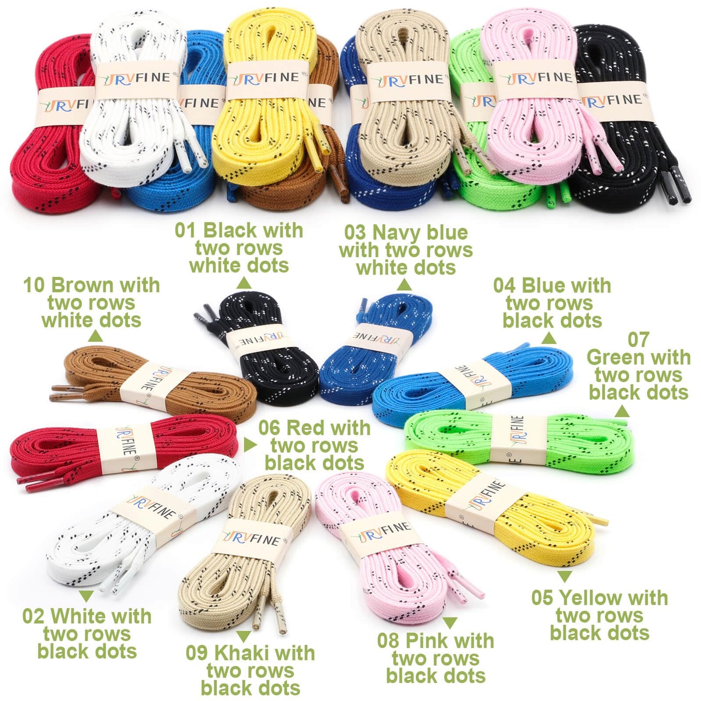 YJRVFINE Flat Roller Skates Laces: 2/5" Wide Green 79 Inch Roller Skate Shoelaces - 2 Pair