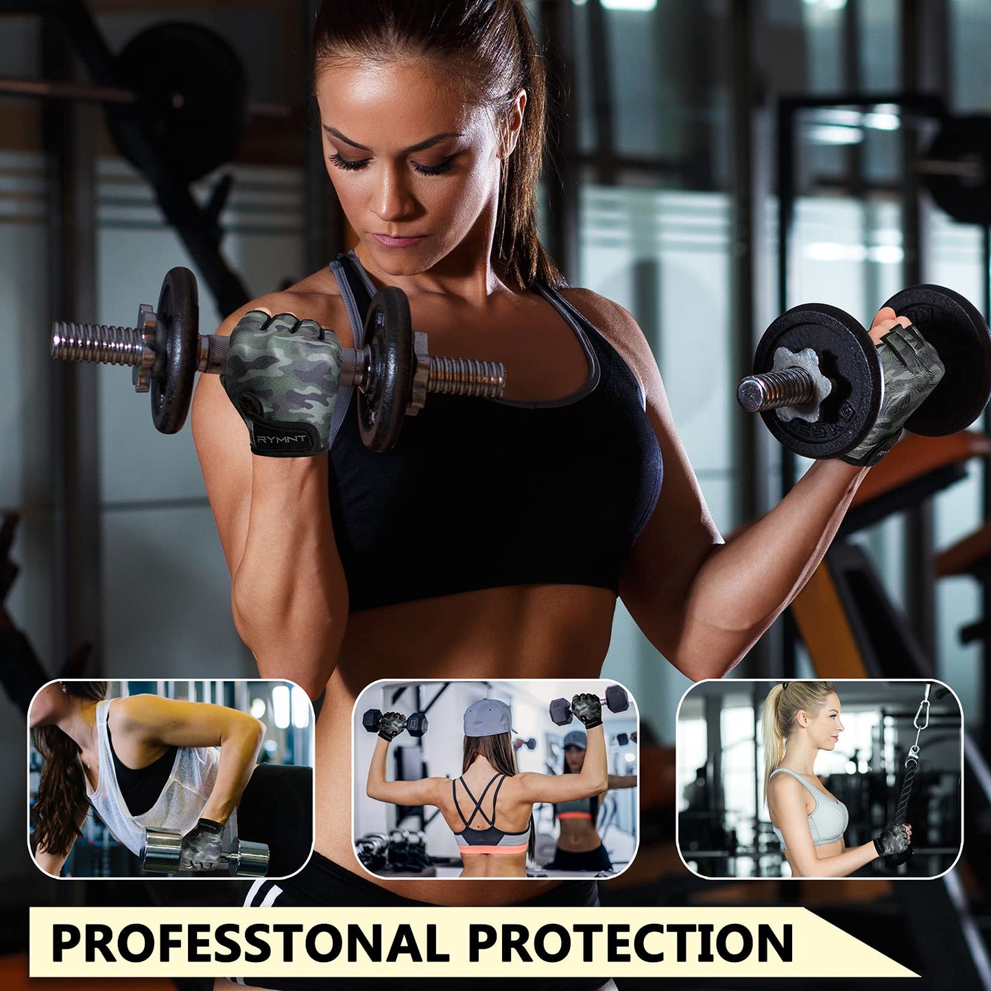 ZEROFIRE Workout Gloves for Women Men - Weight Lifting Gloves with Full Palm Protection & Extra Grip for Women Gym, Weightlifting, Weight Lift, Rowing, Exercise, Sport, Cycling.Camo Green-XLarge