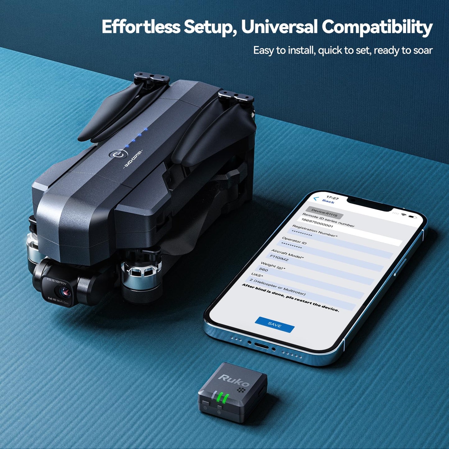 Ruko R111S RC Aircraft GPS Tracker/Finder with Beeper, Light Weight RID Module with Buzzer for FAA Regulation, Spare Part for FPV Drone, FAA Compliant Remote ID Module for Drone, 3 Hours Battery Time