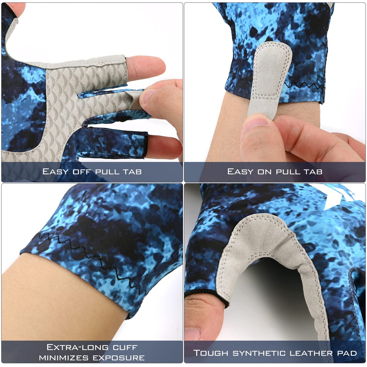 KastKing La Sal Fishing Gloves UPF50+ Sun Gloves UV Protection Fingerless Gloves Men Women for Outdoor, Kayaking, Rowing, Paddling, Canoeing, Hunting