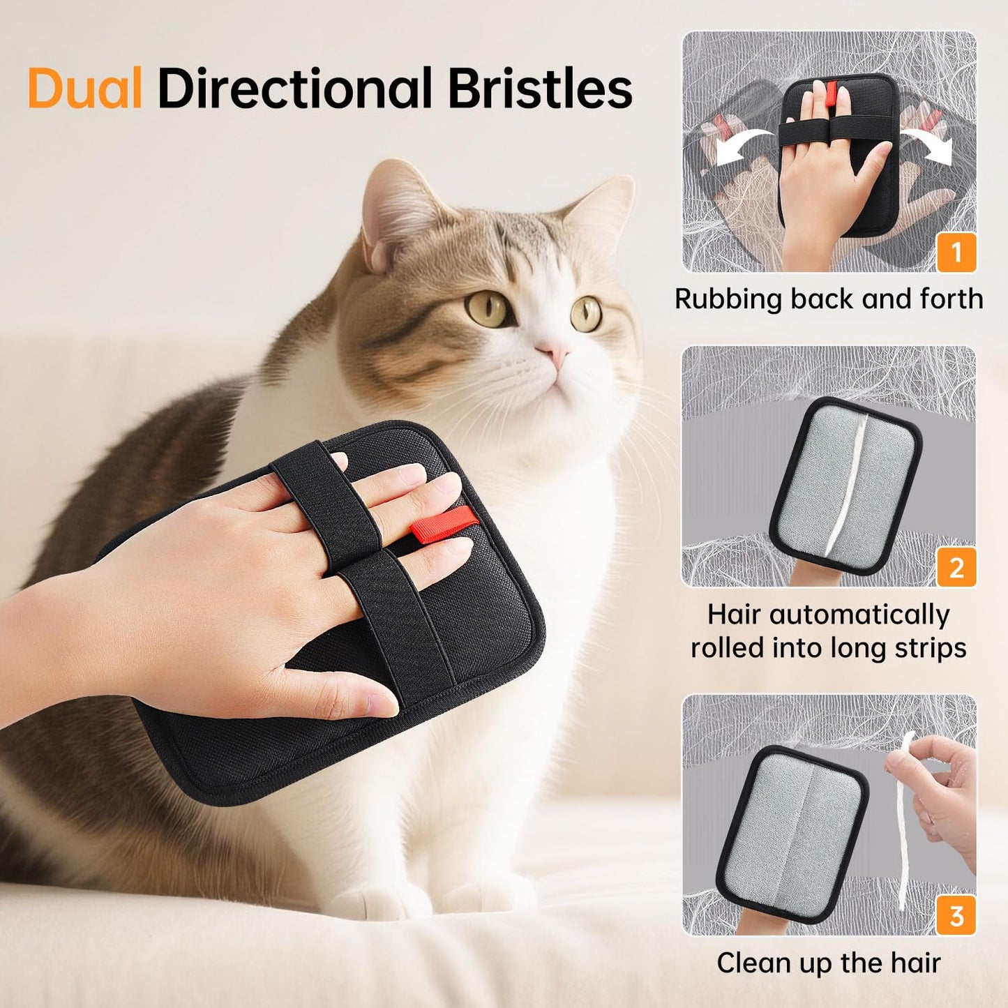 INABULETWO 1 Pcs Electrostatic Pet Hair Removal Gloves Brush, Reusable Static Pet Cat Dog Hair Remover Gloves Grooming Brush Couch, Furniture, Carpet, Car Seat, Upgraded Animal Fur Removal Tool