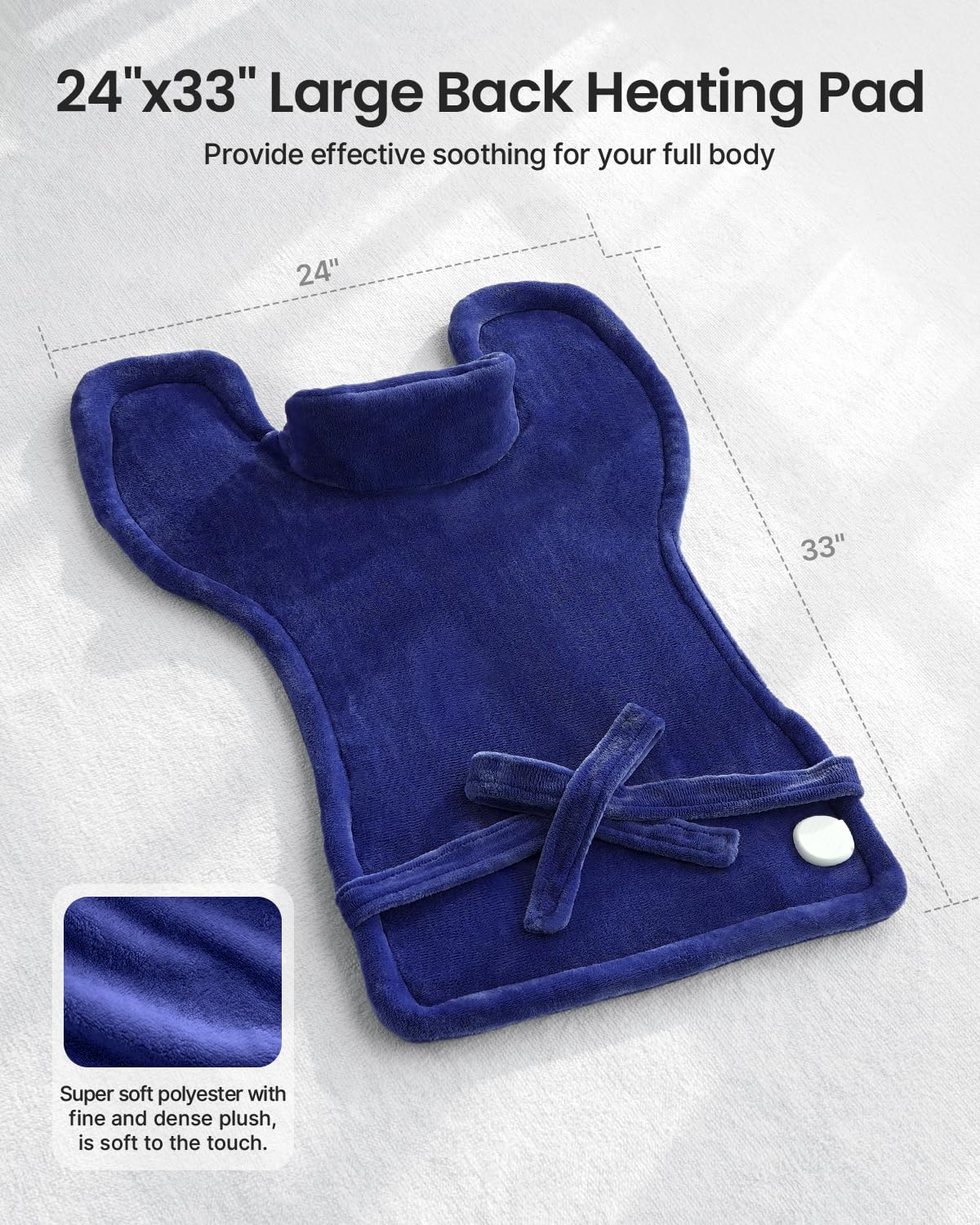 RENPHO Back Heating Pad for Back Pain Relief, Birthday Gifts for Women Men Mom Dad Grandma, Hsa Store Eligible Items, Neck and Shoulder Heat Pad, Auto Shut Off, ETL Certified, 24"x33", Dark Blue