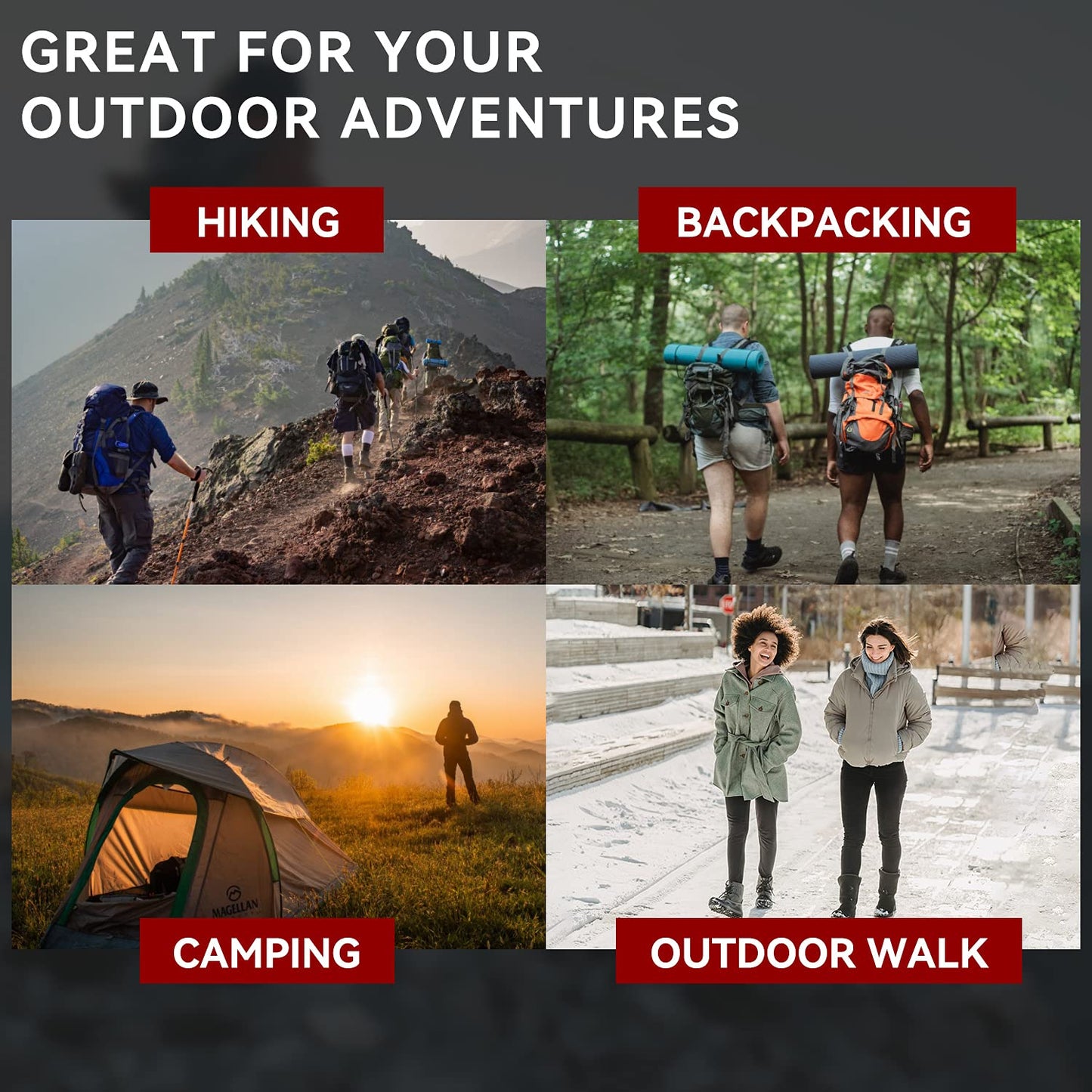 Socks Daze 3 Pack Mens Wool Hiking Trekking Socks Size 10-13 Winter Thick Padding Anti-Sweat Crew Thermal Warm Wool Blend Running Socks for Women Cold Weather, Large, Dark Grey