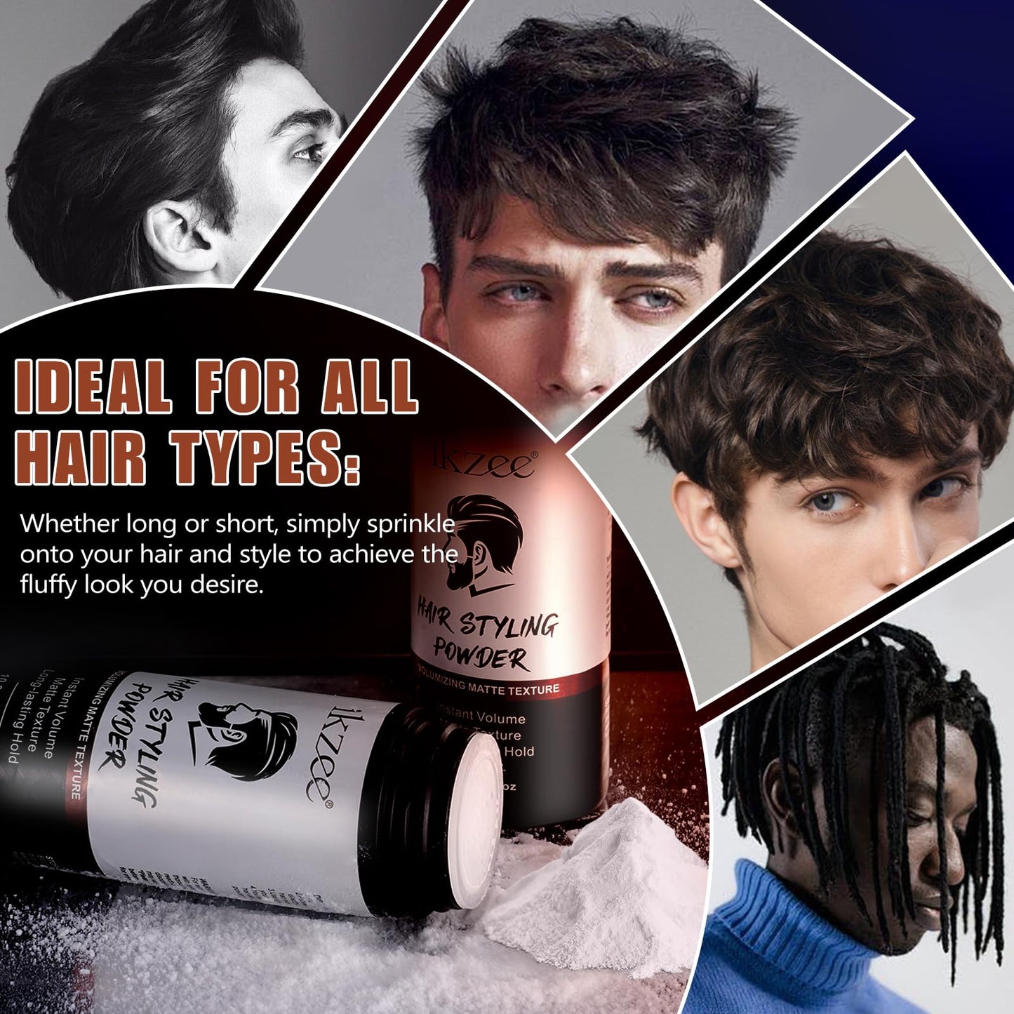 ISUNRISE Hair Styling Powder for Men - Texture Powder - Easy to Apply - Natural Matte Hairstyle - Texturizing and Volumizing - 2 Pc Set, 10g