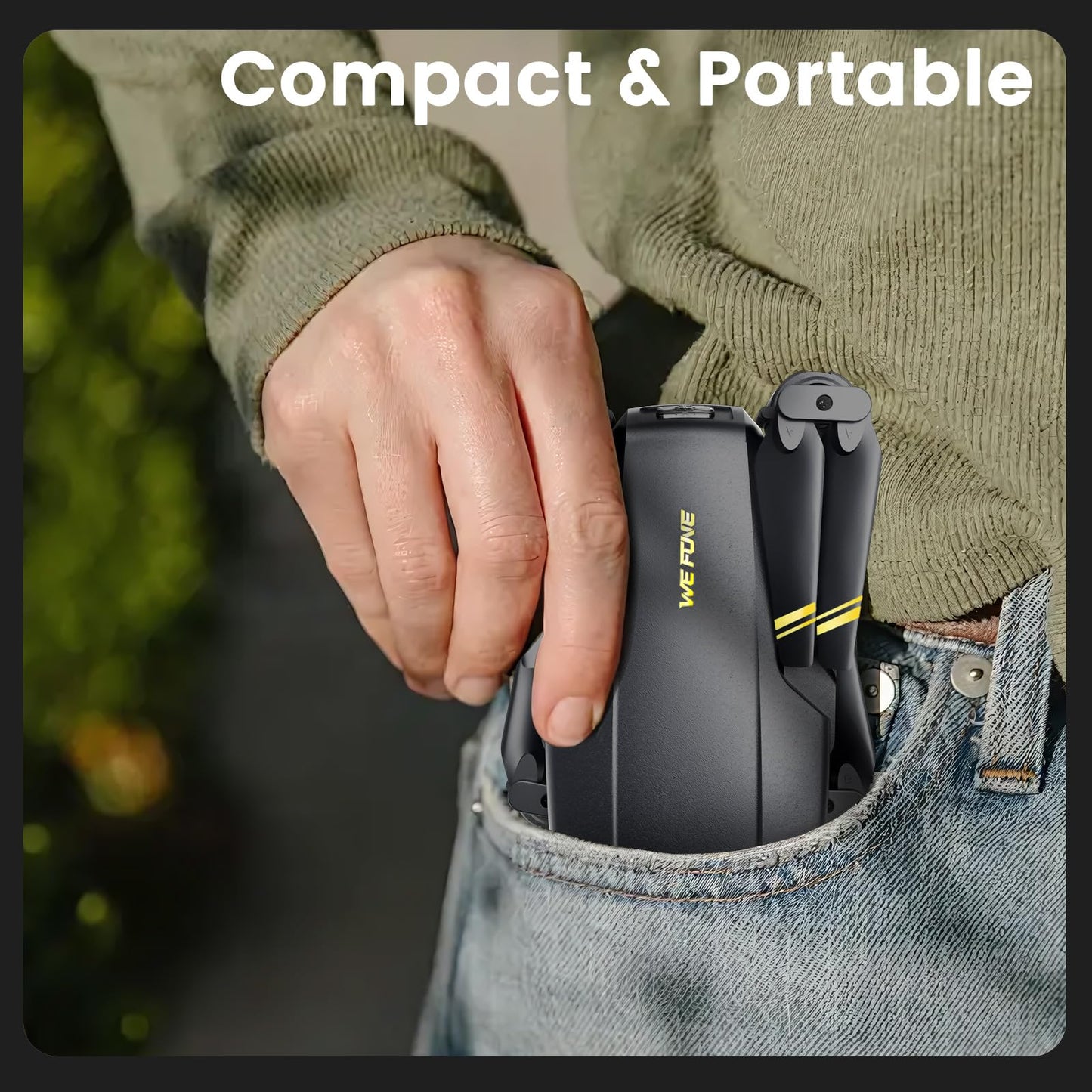 WeFone Drone with Camera for Kids Adults, WF11 1080P HD Mini Drones with FPV Transmission Foldable RC Quadcopters for Beginners, One-Key Start, Headless Mode, 360° Flip, 22 Mins Flight Time