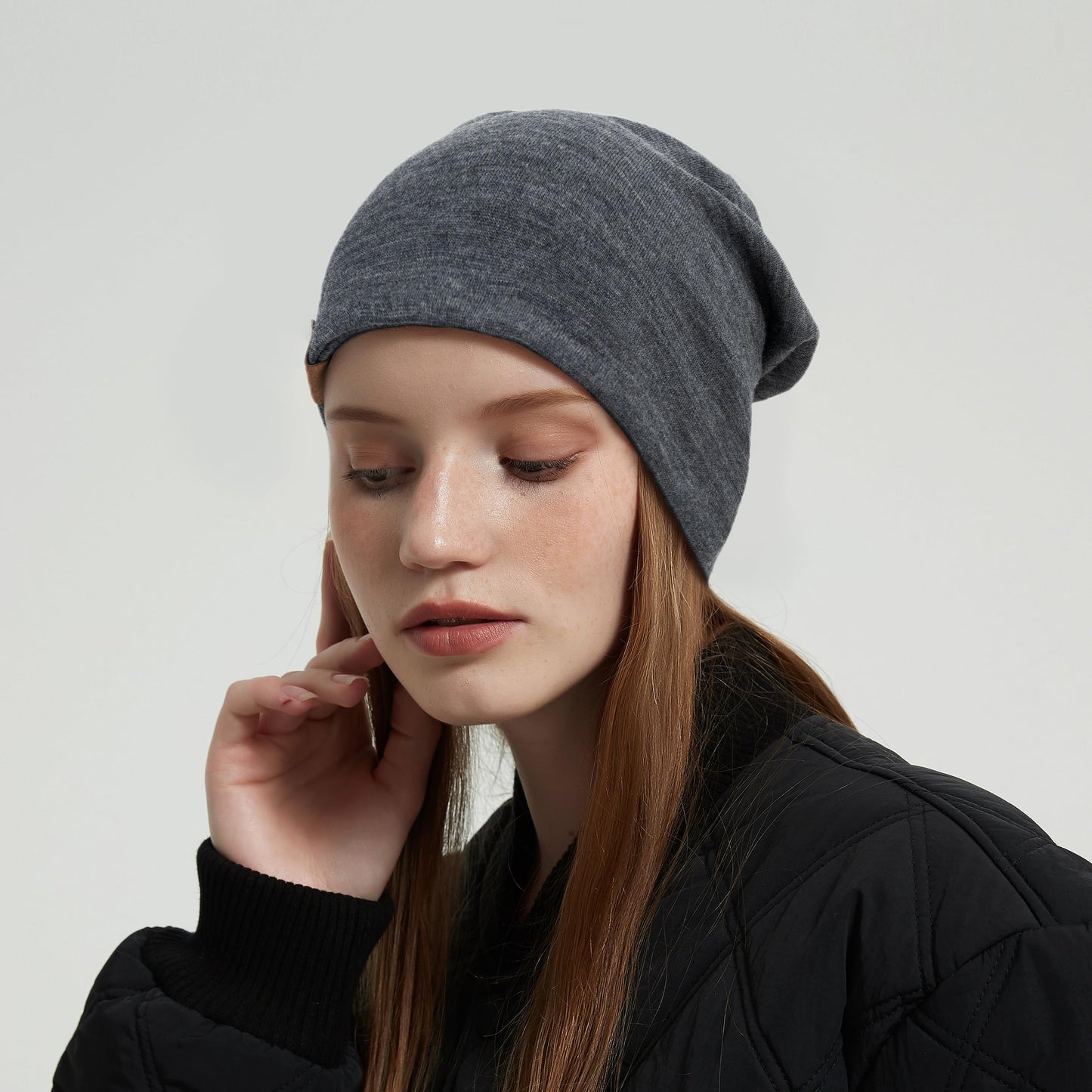 ACUSHLA 100% Merino Wool Cuff Beanie for Men & Women Knitted Winter Hat Unisex Watch Cap Skull Wrap for Cold Weather, Dark Grey