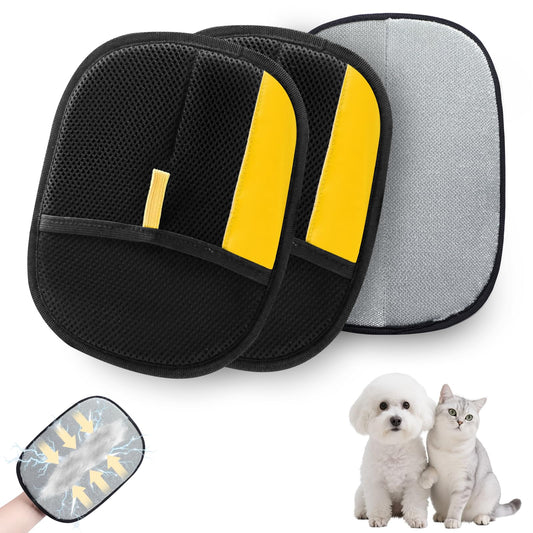 HesKdan Pet Hair Removal Glove for Cats & Dogs,Electrostatic Pet Hair Removal Gloves,Efficient Grooming Gloves for Pet Hair,Reusable Cat & Dog Hair Remover for Couch, Furniture, Carpet, Curtain(2PCS)