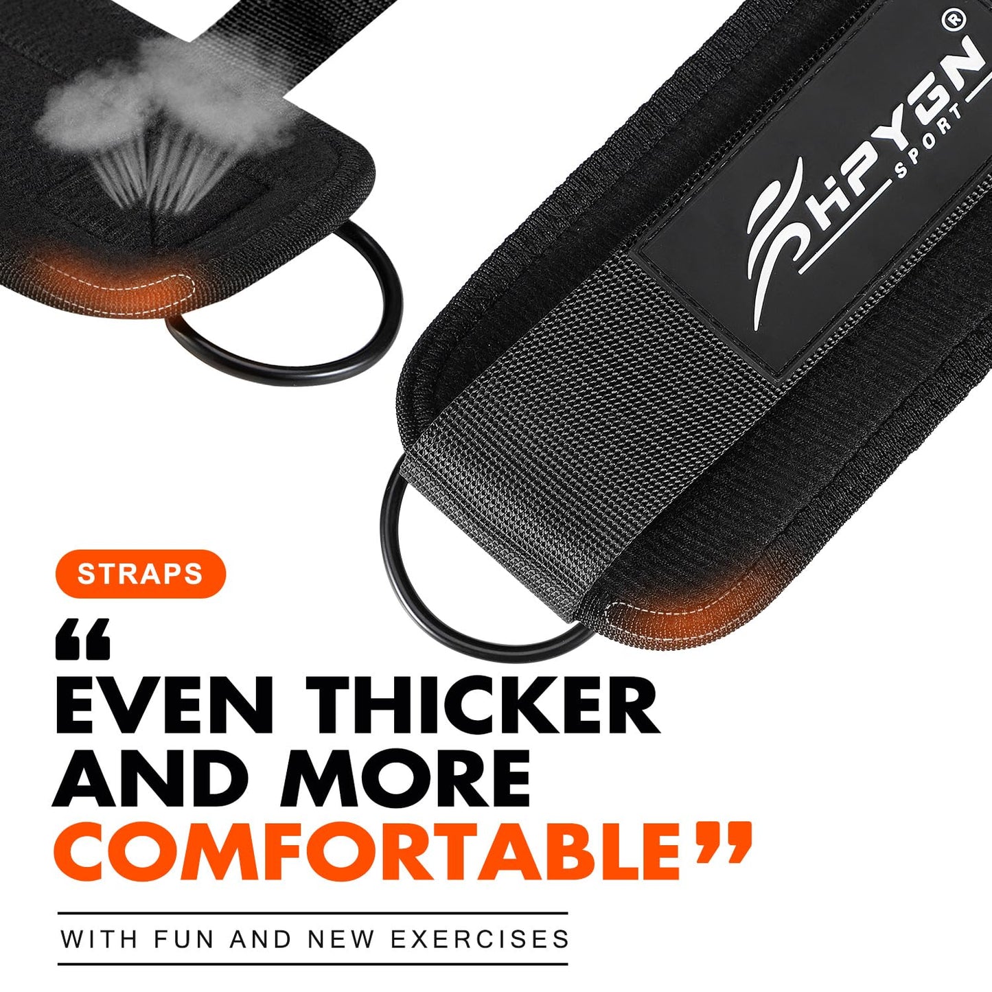 Ankle Cuffs for Cable Machine, Gym Kickback Strap for Glute Leg Workouts, Booty Hip Abductors Exercise, Adjustable Padded Ankle Straps for Cable Machine, Home Gym Attachment for Women & Men