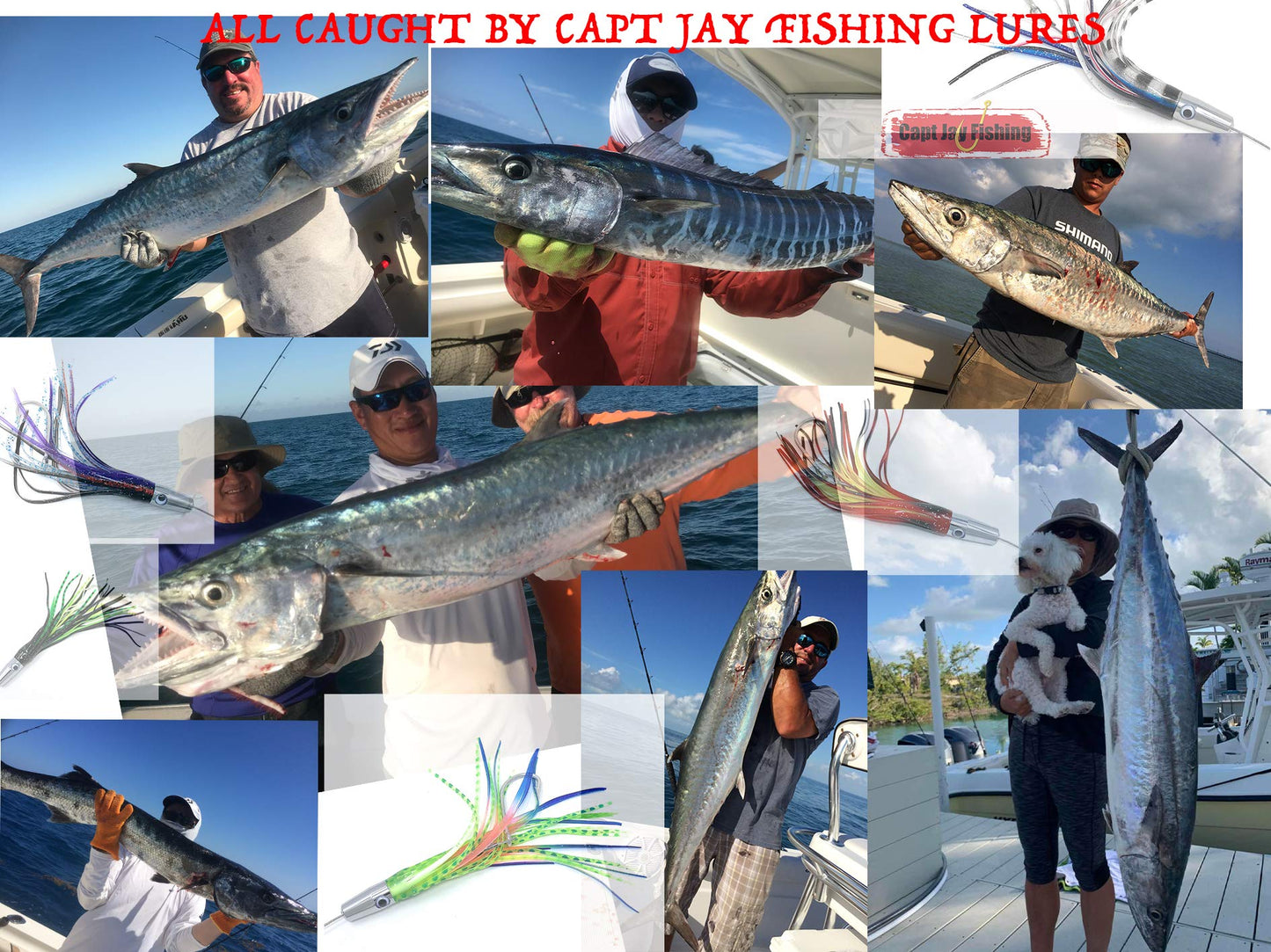 Capt Jay Fishing Torpedo High Speed Wahoo Trolling Lures Wire Cable Rigged Wahoo Lures (Rainbow Mixed Color, 7 inch)