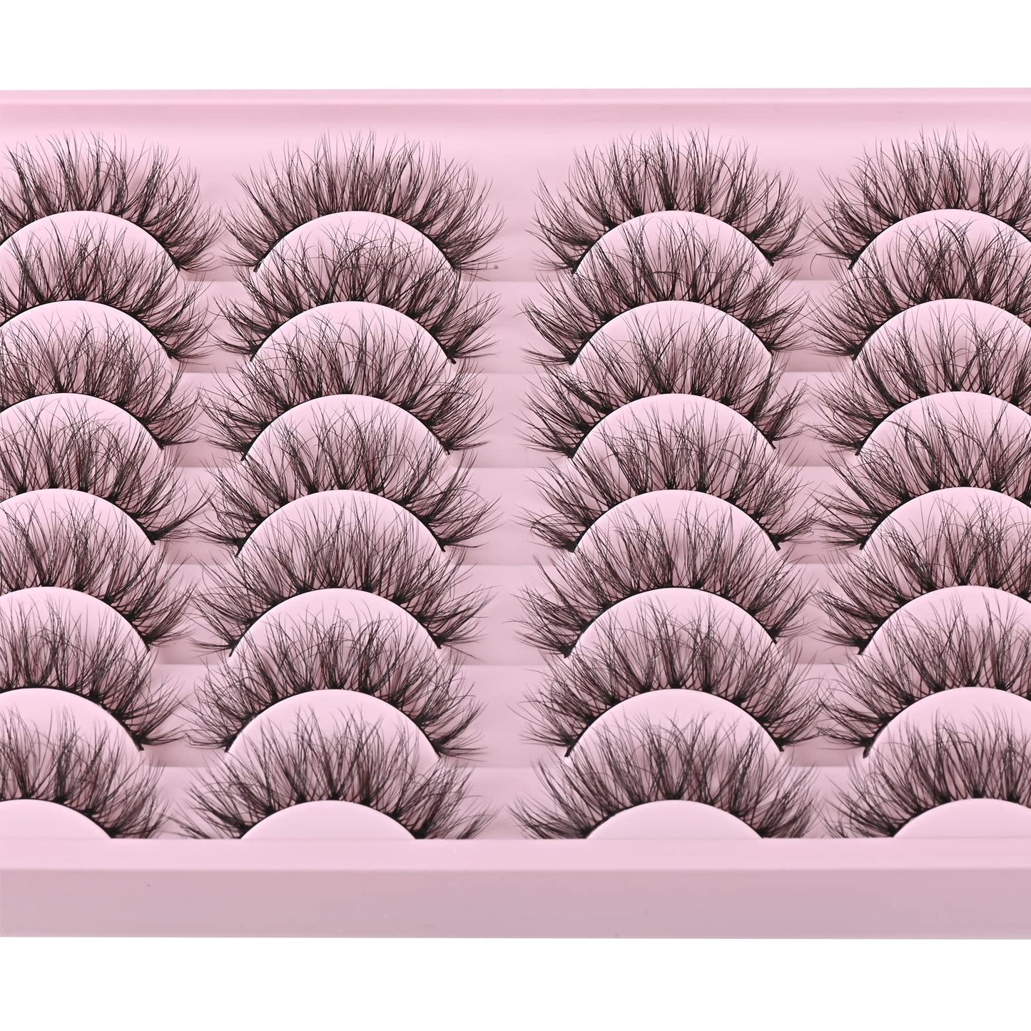 FARRED Natural Lashes Short Eyelashes Wispy False Mink Lash Pack 14 Pair Natural Look Fluffy Doll Eyelash Small Fake Strip Lashes Full Pestañas Sets for MUA and Beginners Daily Makeup (F3 | 8-16mm)