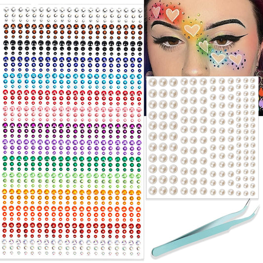 NOOEPC Face Gems Hair Gems，Self Adhesive Face Gems Rhinestones, Face Jewels Diamonds Sticky Gems for Makeup Hair Crafts Halloween Decorations