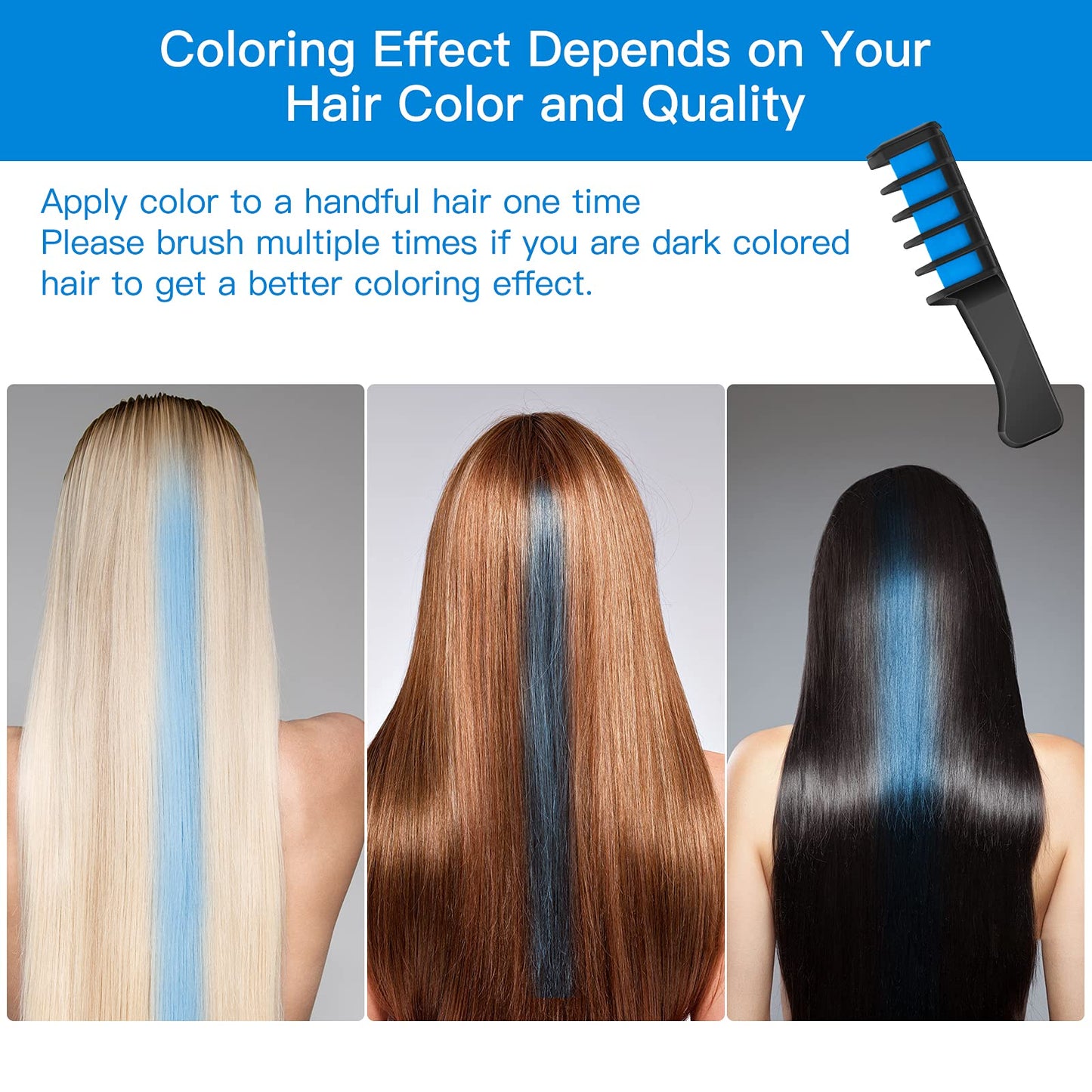 New Hair Chalk Comb Temporary Bright Hair Color Dye for Girls Kids, Washable Hair Chalk for Girls Age 4 5 6 7 8 9 10 New Year Birthday Cosplay DIY Halloween, Christmas (Red & Blue)
