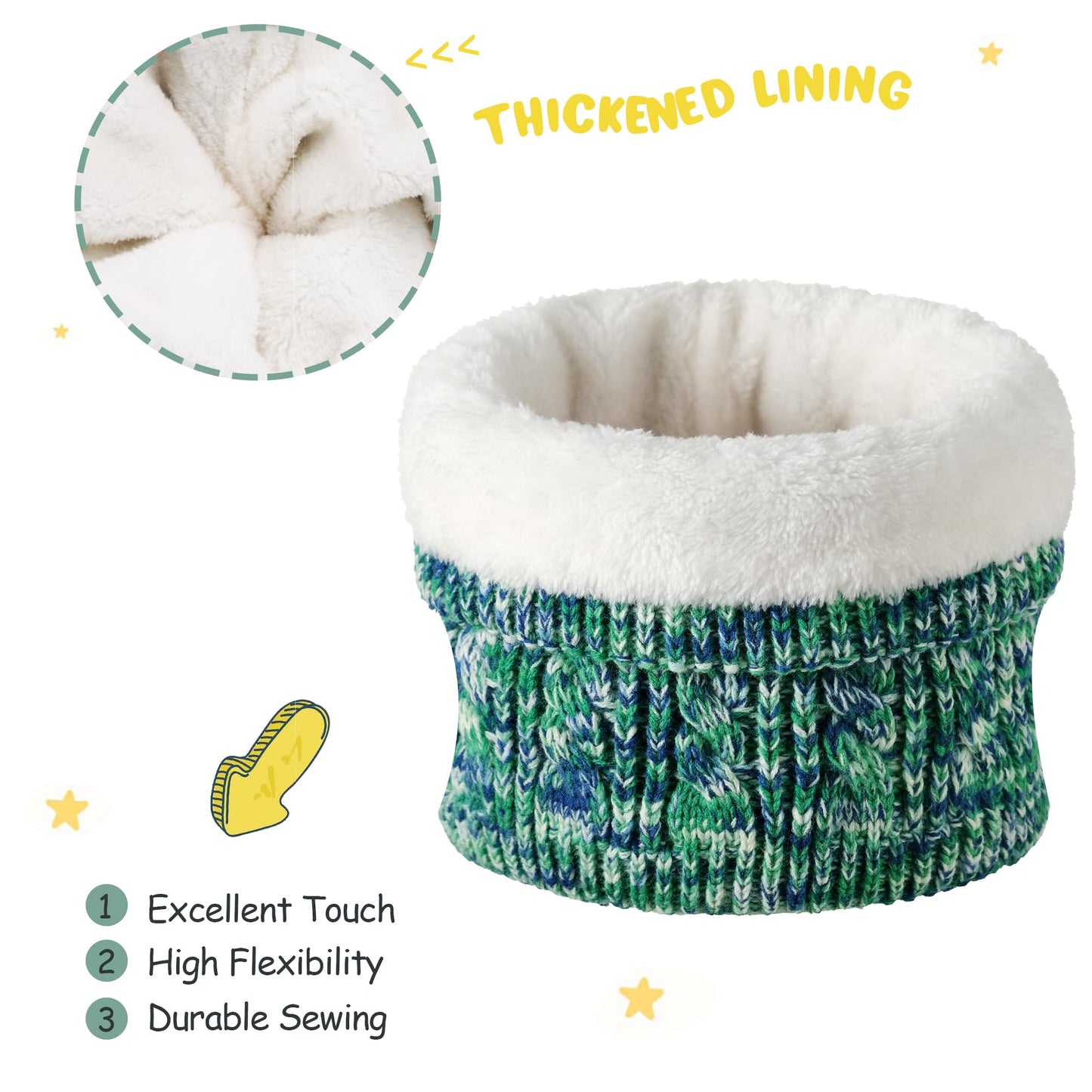 Kids Toddler Winter Hats Touchscreen Scarfs Gloves Set Pompom Beanie Caps Neck Warmer with Fleece for 5-8 Years Old Baby Girls Boys Gifts