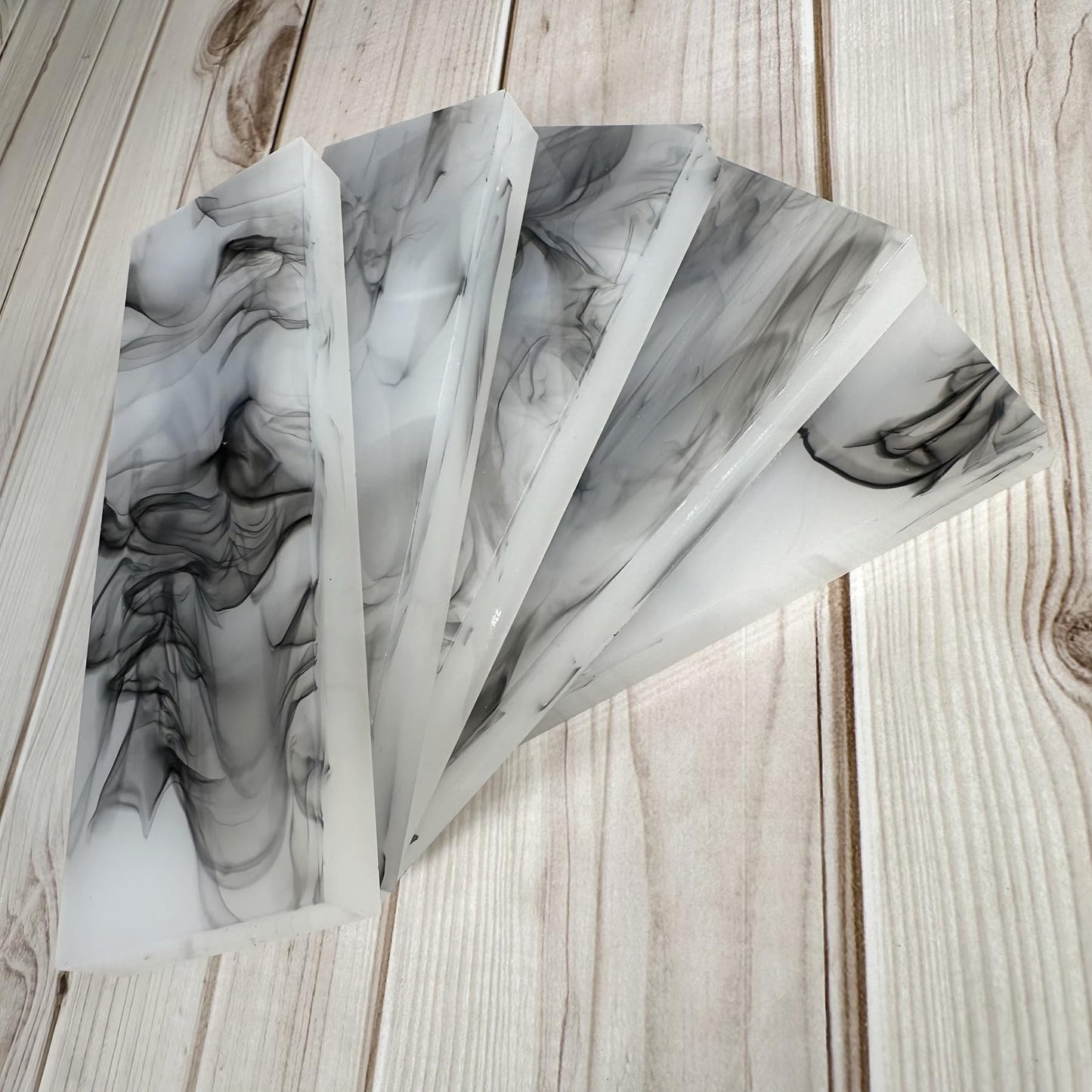 Uotowell Pre-Cut Epoxy Resin Scales Blanks for Decorative Inlays in Guitar Bodies, Necks, Engraved Knife Handle and Gun Grips - Marble White