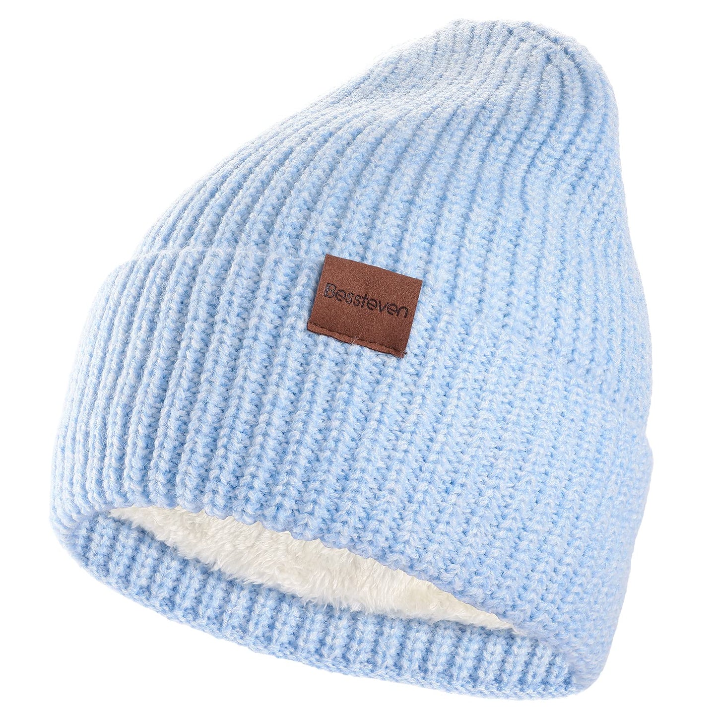 Beanie for Women Winter Hat: Double Layer Blue Beanie with Warm Thick Lining Windproof for Skiing Motorcycling Riding Biking Running Gift for Women
