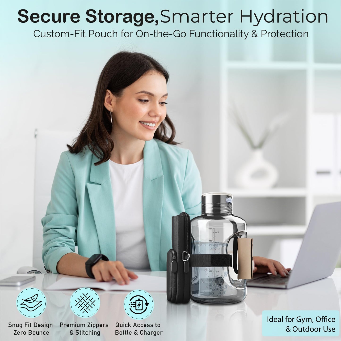 Zenetics 1.5L, Hydrogen Water Bottle, BPA Free Outdoor - Ionizer Cup with Hydrogen Generator - Hydrogen-Rich Hydrogen Water for Athletes and Adventurers Sports - Black