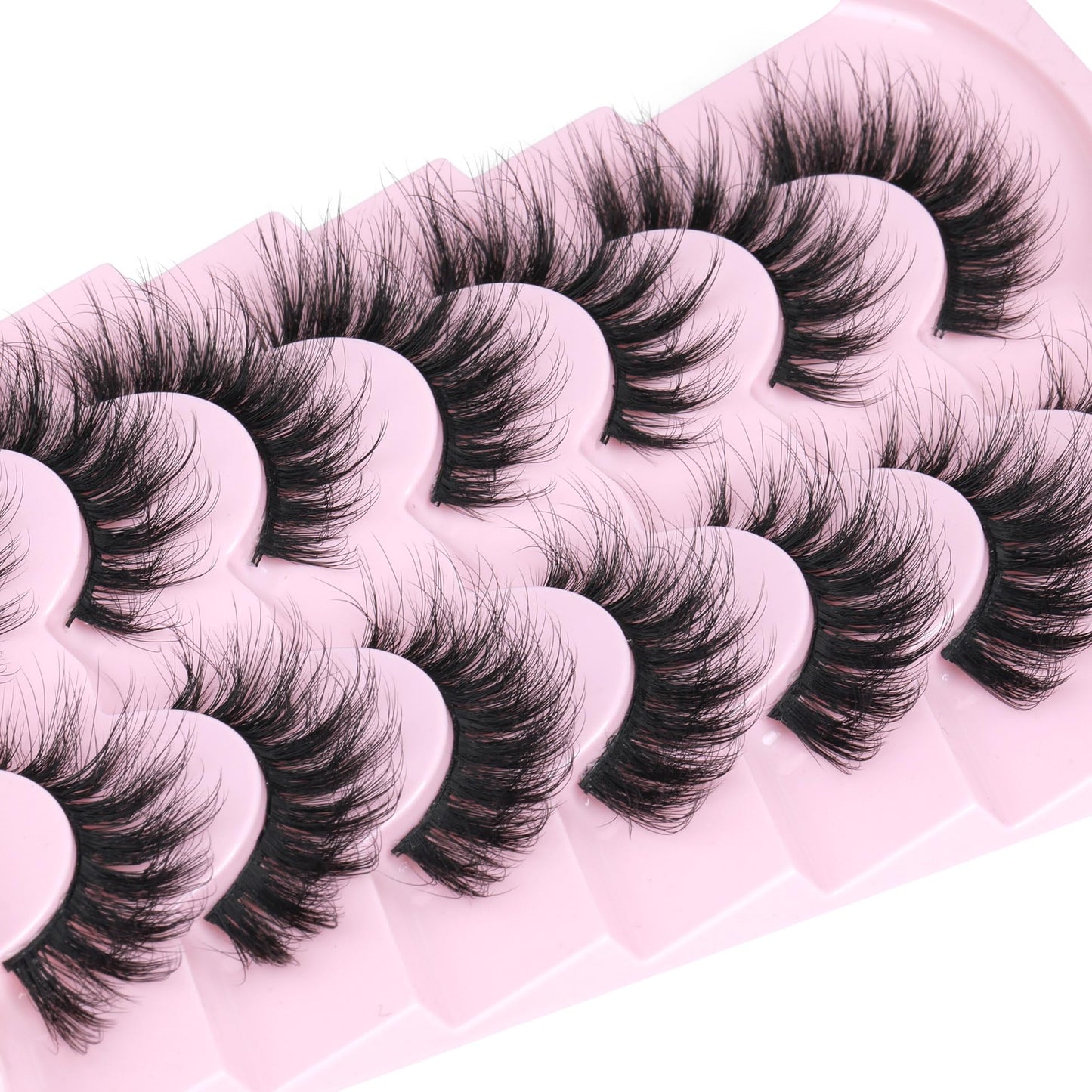 Wispy Lashes False Eyelashes Fluffy Mink Lashes Strip Fairy Fake Eyelashes Long Cat Eye Lashes 7 Pairs Fake Lashes Natural Look Volume Faux Mink Eyelashes