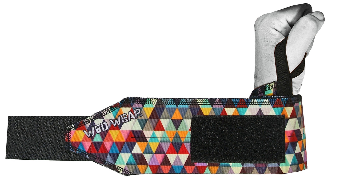 WOD Wear Wrist Wraps with Thumb Loop for Powerlifting, Strength Training, Bodybuilding, Cross Training, Olympic Weightlifting, Yoga - One Size Fits All - (Grey/Red Stitch)