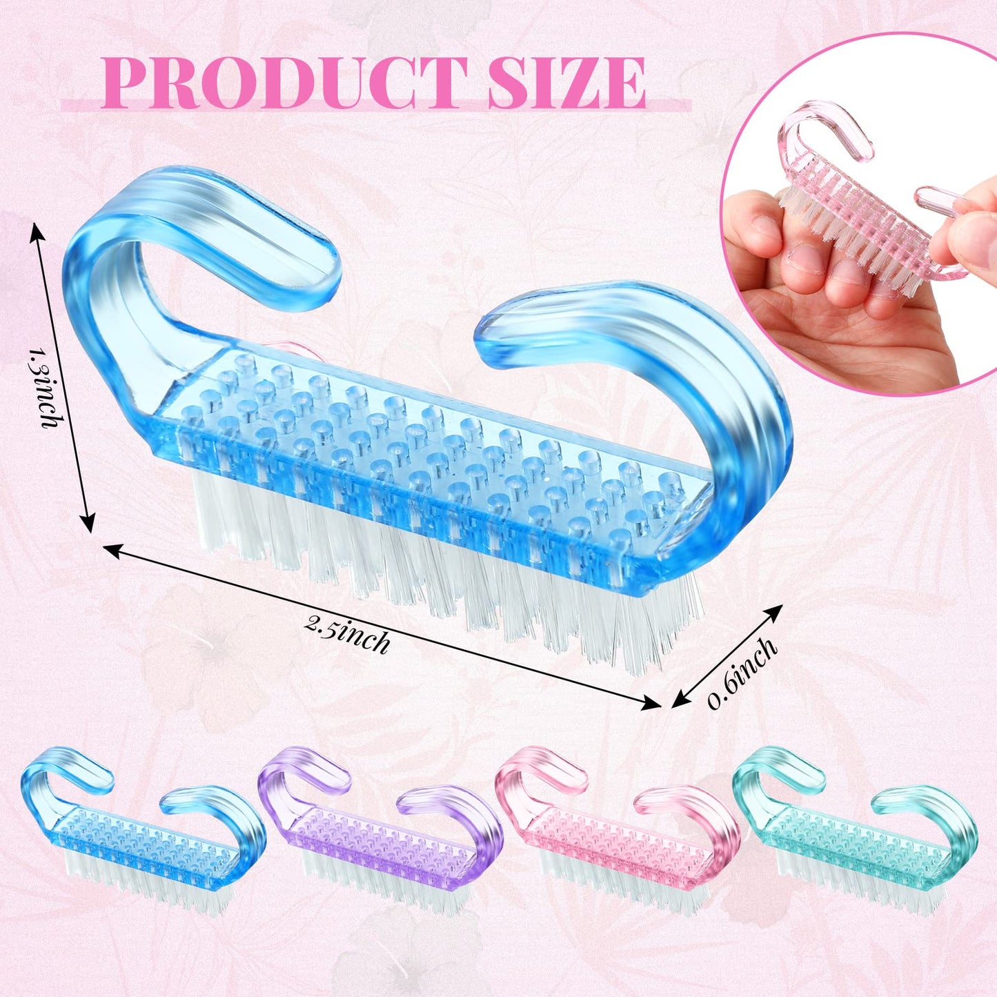 Patelai 100 Pcs Handle Grip Nail Brush Bulk Colorful Nail Scrubber Cleaner Fingernail Brushes Hand Toes Scrub Cleaning Brushes Pedicure Scrubbing Tool for Men and Women, Multicolor Brush