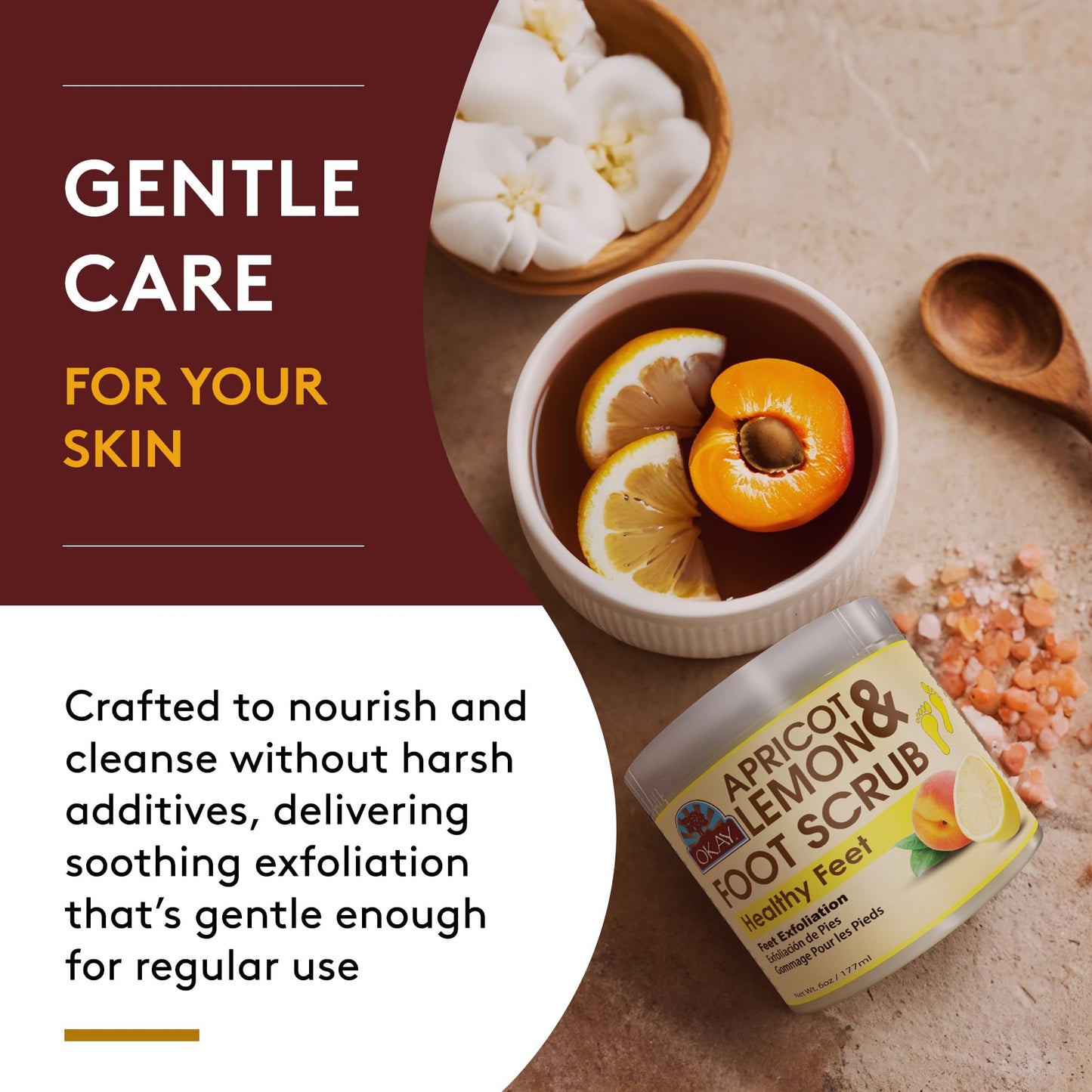 OKAY Apricot and Lemon Foot Scrub 6oz / 177ml