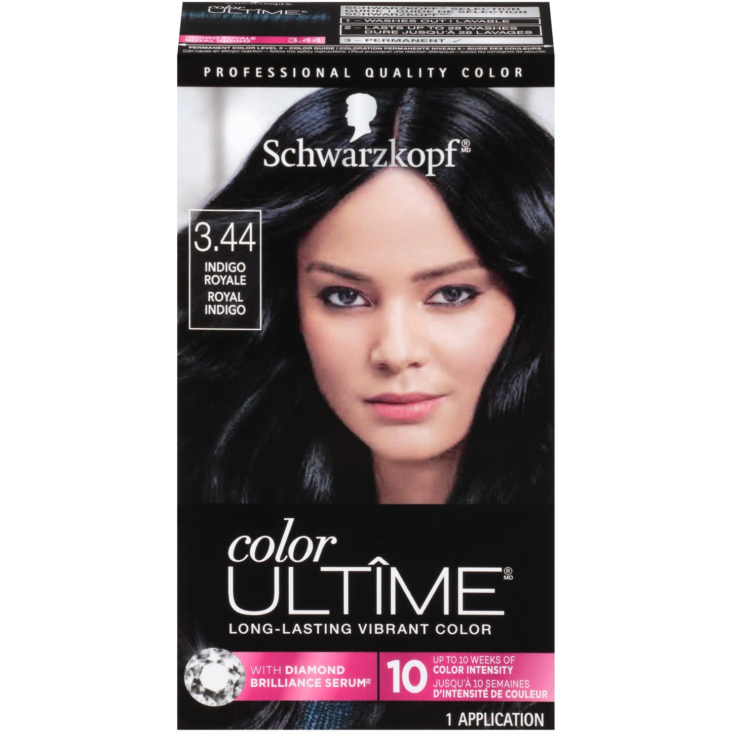 Schwarzkopf Color Ultime Hair Color, 3.44 Indigo Royale, 1 Application - Permanent Indigo Hair Dye for Vivid Color Intensity and Fade-Resistant Shine up to 10 Weeks