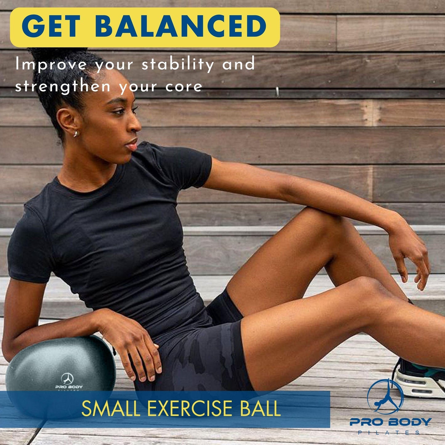 ProBody Pilates Ball Barre Ball, 9 Inch Small Exercise Ball for Between Knees, Mini Soft Yoga Ball for Stability, Barre, Fitness, Ab, Core, Physio and Physical Therapy Ball (Slate)