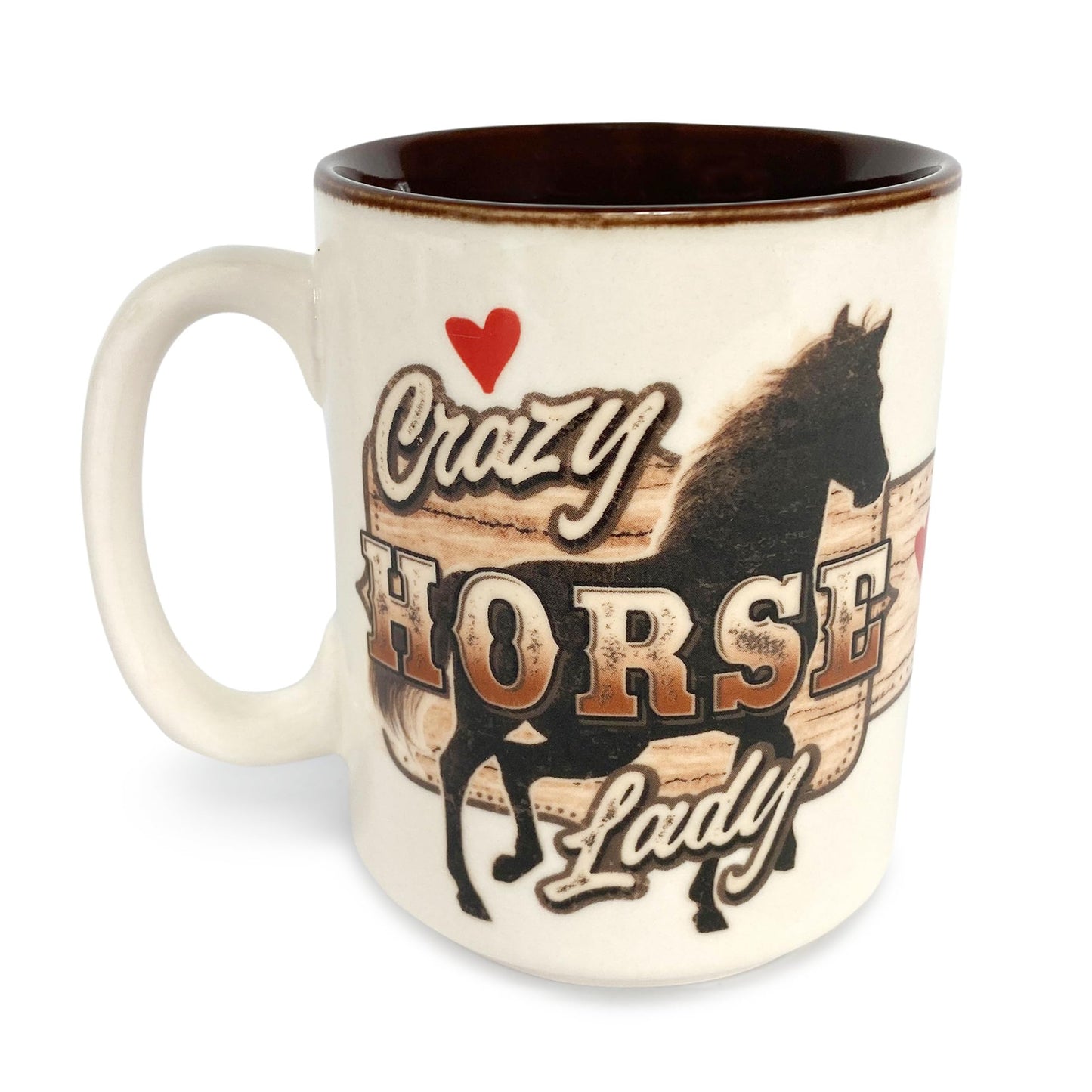 Rivers Edge Products Horse Ceramic Coffee Mug with Handle, 16 Oz, Espresso Cups and Coffee Cups Ceramic, Perfect for Coffee, Expresso, Latte, or Tea, Crazy Horse Lady