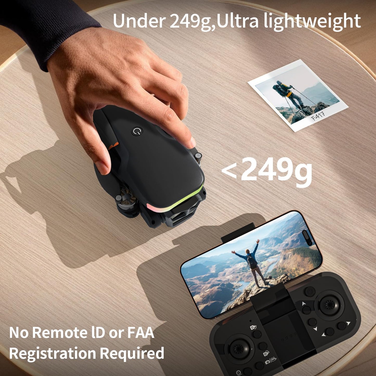 F417 Drone with Camera 1080P for Beginners and Adults,RGB LED Light 90°Electric Adjustable Lens,FPV Drone Mini RC Quadcopter with Live Video Camera,360° Flip,One Key Take Off/Land,Carry Case,Black