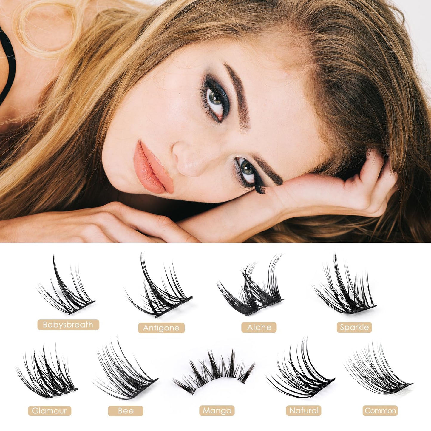 LANKIZ DIY Lash Extensions, 72pcs Wispy Lash Clusters,16mm Individual Lashes, Soft & Natural Cluster Eyelash Extensions