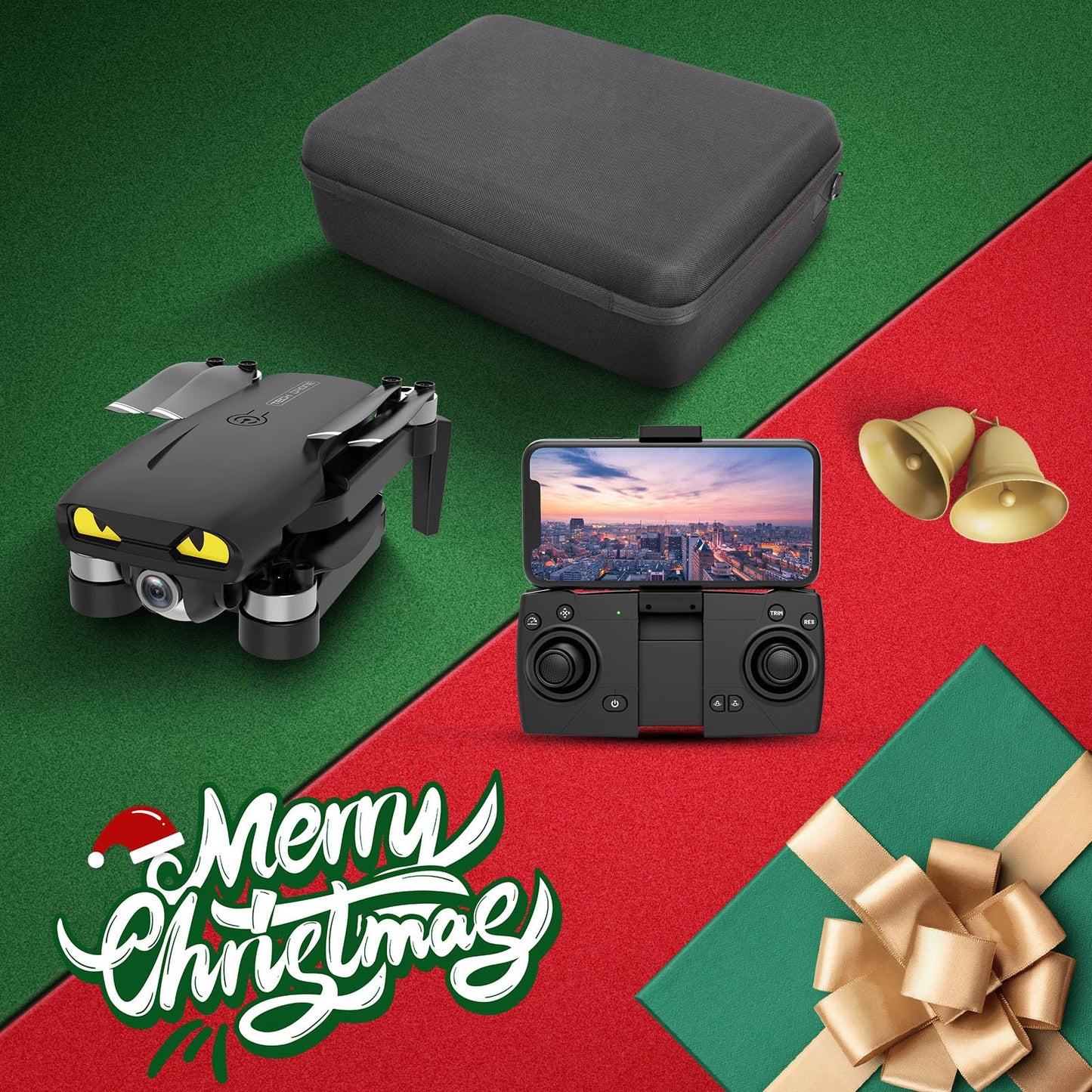 B-Qtech LM12 Brushless Motor Drone With Camera for Kids Beginner, RC Foldable FPV WiFi Live Transmission Drone with 2 Batteries Gesture Operation, Smart Follow, Headless Mode, Auto return, Christmas