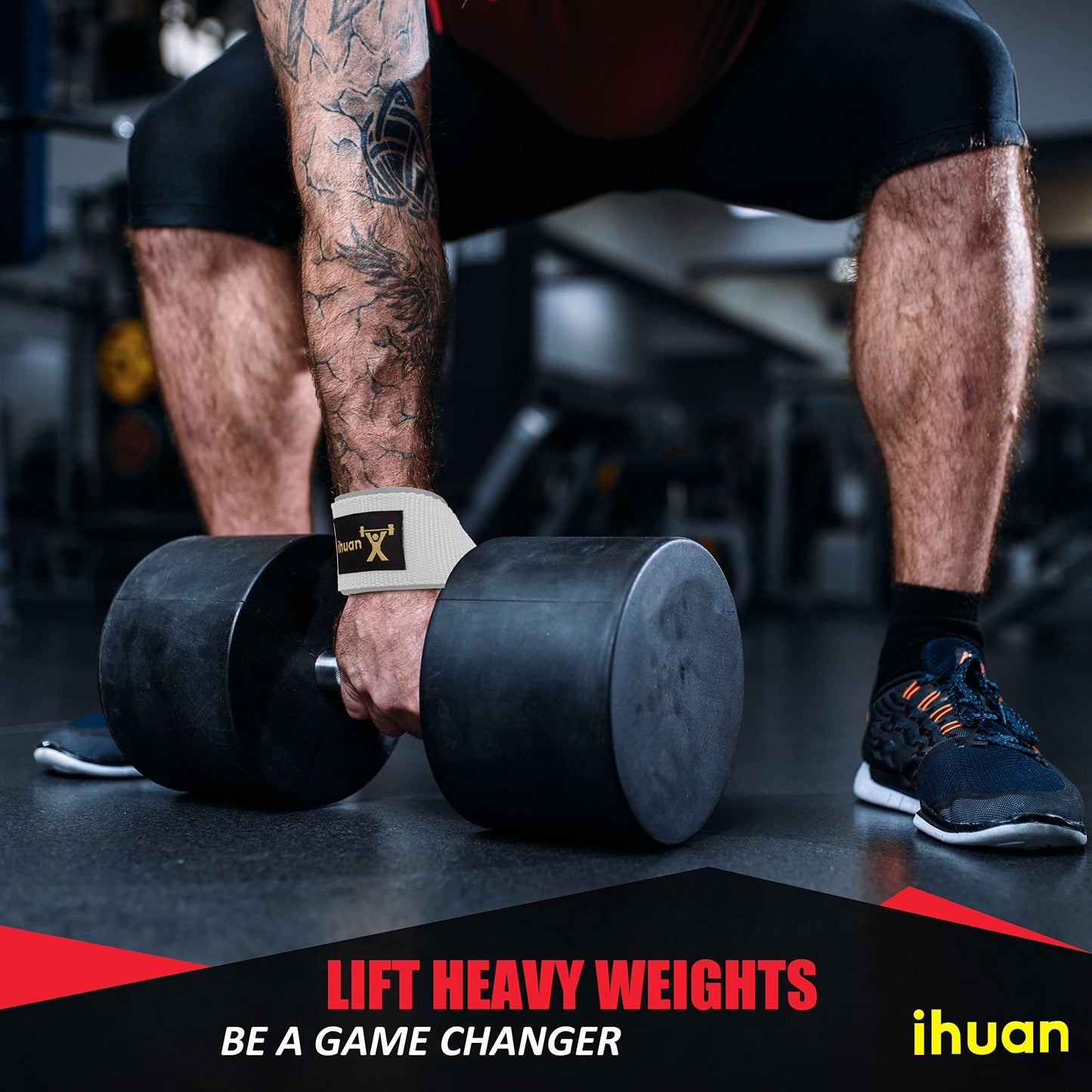 ihuan Lifting Straps for Weightlifting - Wrist Straps for Weightlifting | Gym Wrist Wraps with Extra Hand Grips Support for Strength Training | Bodybuilding | Deadlifting