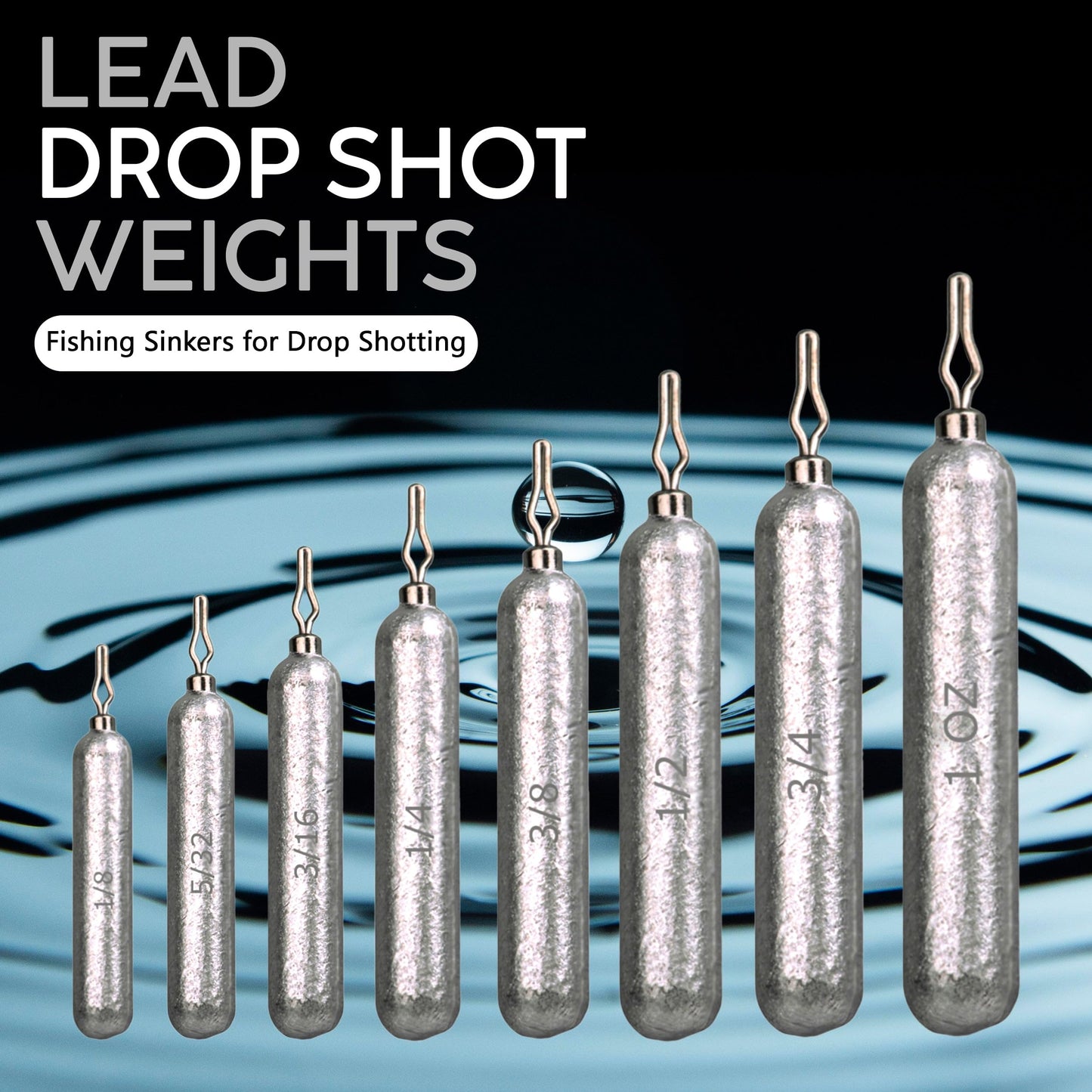 Reaction Tackle- Lead Drop Shot Weights - dropshot sinkers, 1 oz, 10pk