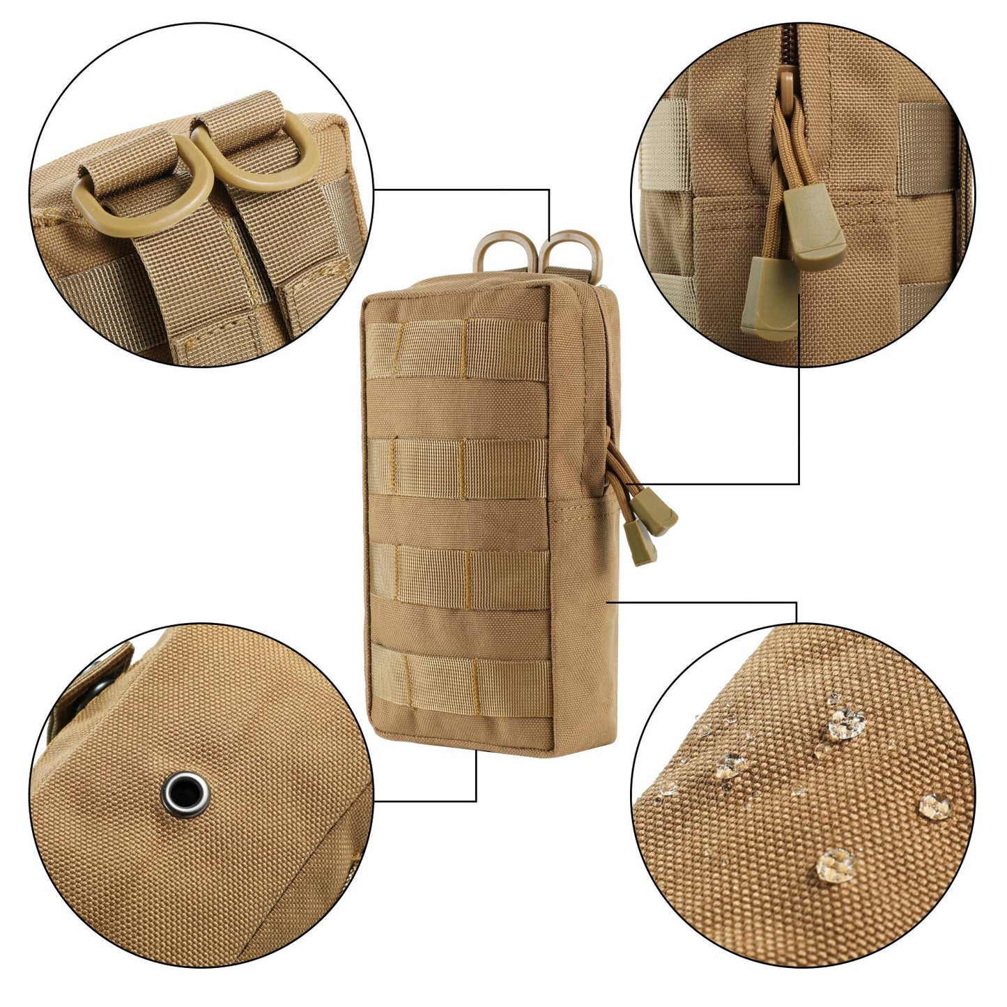 FRTKK 2 Pack Molle Pouches - Tactical Compact Water-Resistant EDC Pouch Small Utility Pouch Bags (Patch Included) (2 Pack-ACU 3)