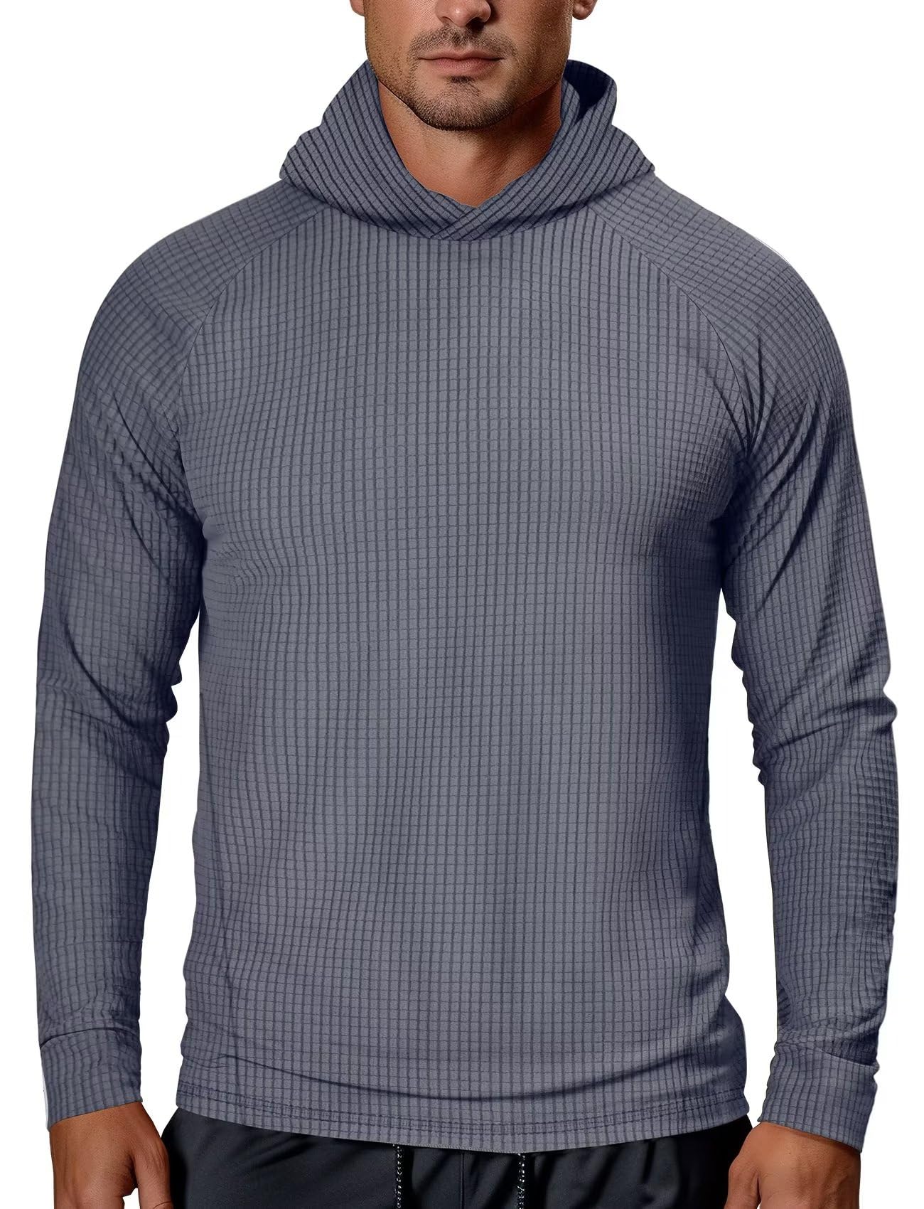 Zengjo Hoodie Shirts for Men Long Sleeve Thermal(Grey,L)