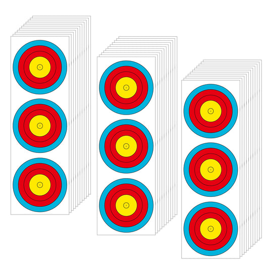 MOLFUJ Archery Targets Paper 3 Spot, New Las Version 30pcs/50pcs, Archery Target Pins Included, Bow and Arrow Targets for Hunting Backyard, Archery Target Practice Accessories