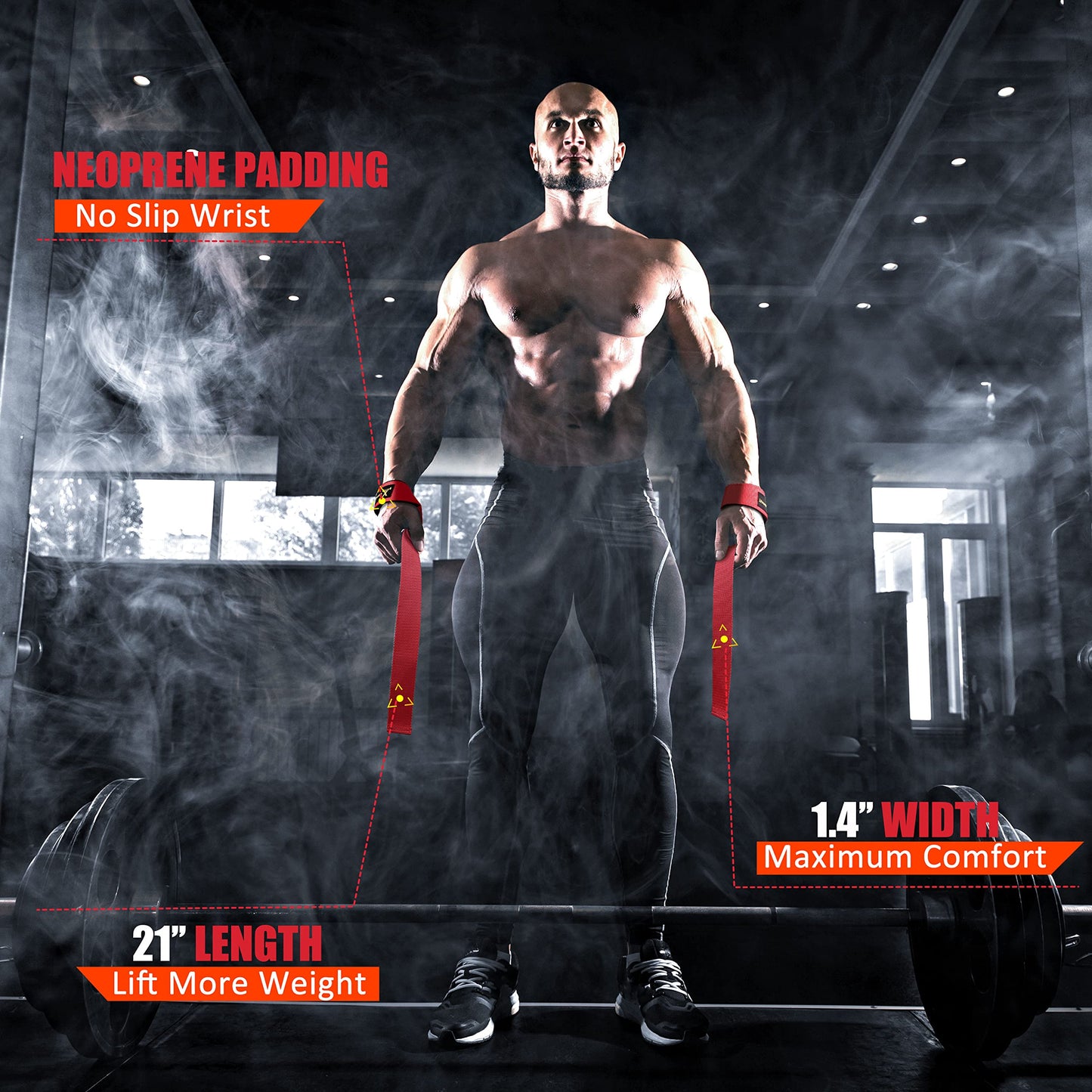 ihuan Lifting Straps for Weightlifting - Wrist Straps for Weightlifting | Gym Wrist Wraps with Extra Hand Grips Support for Strength Training | Bodybuilding | Deadlifting