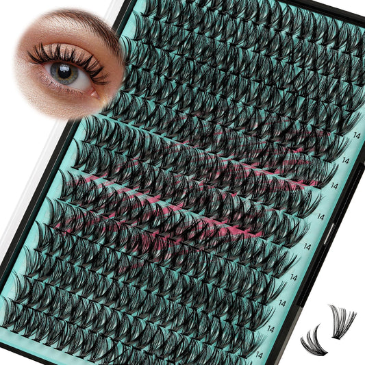 Lash Clusters Wispy 280PCS Eyelash Extension 40D Cluster Lashes Individual Lashes DIY Lash Extension Natural Look Cluster Eyelash Extensions Soft False Eyelashes at Home for Beginners(14mm)
