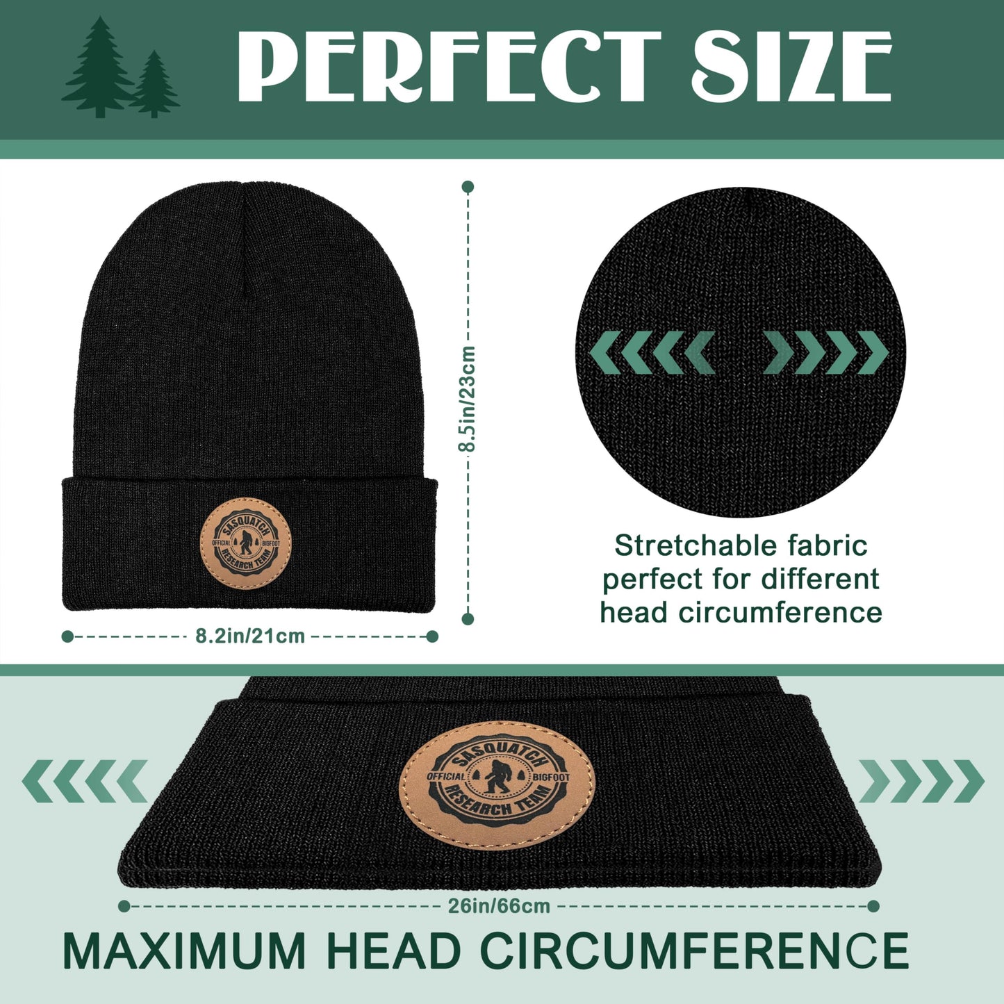 LLZTWOWD Bigfoot Beanie with Embroidery Sasquatch Beanie Hat for Men Women Big Foot Hats Gifts for Dad Knit Hat Warm Knitted Winter