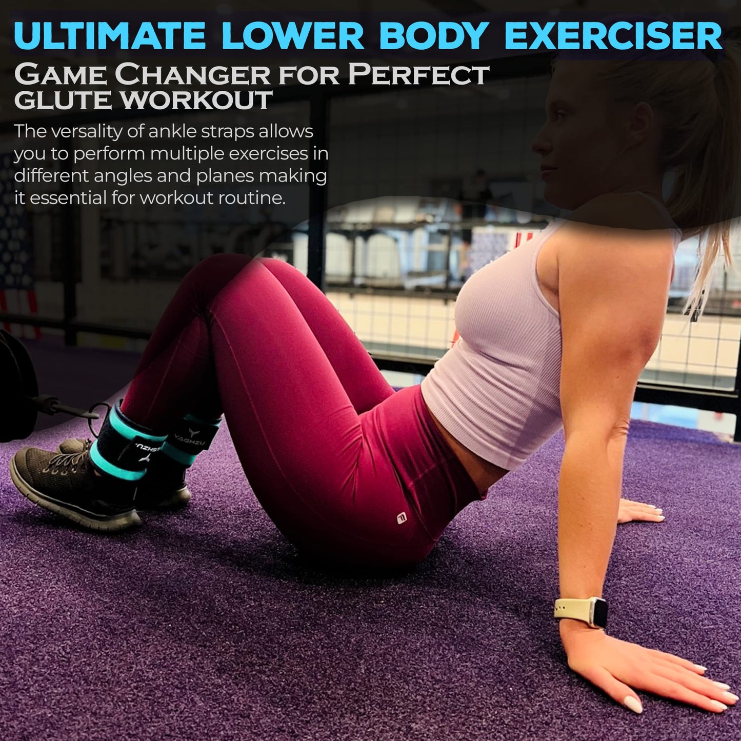 YAGHZU Ankle Straps for Cable Machines Women - Adjustable Gym Ankle Strap for Cable Machine, Neoprene Padded Cable Straps, Durable Leg Strap with Cable Cuff, Glute Kickback Ankle Strap with D Rings