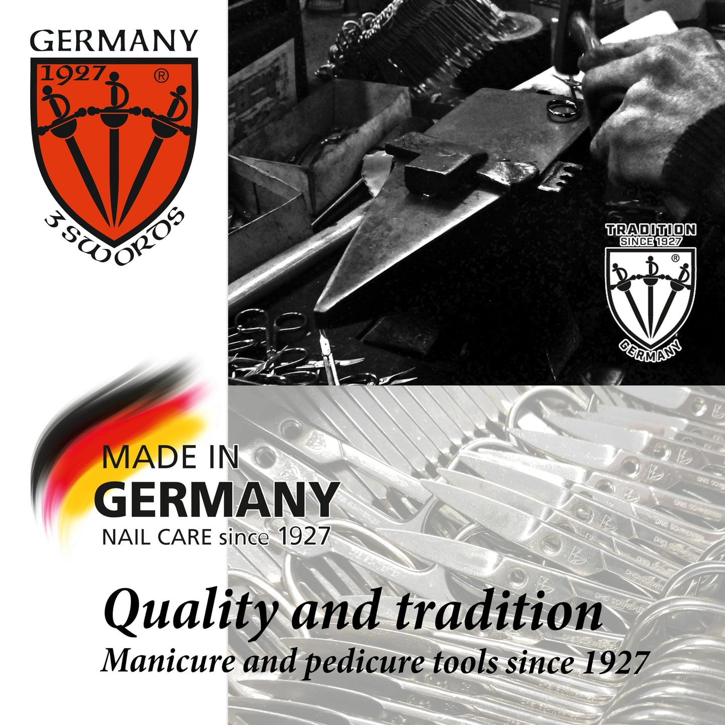 3 Swords Germany - brand quality 10 piece manicure pedicure grooming kit set for professional finger & toe nail care scissors clipper fashion leather case in gift box, Made by 3 Swords (6226)