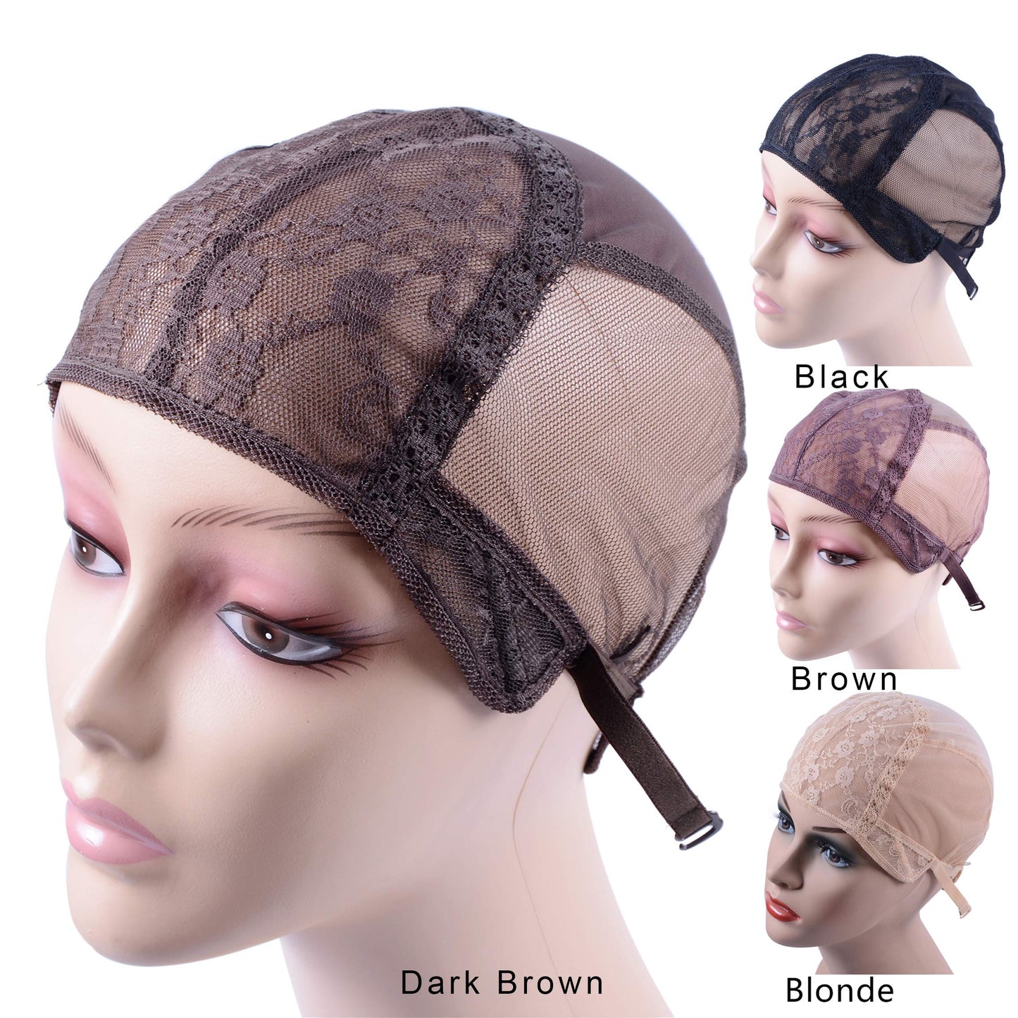 YANTAISIYU Wig Making Caps Double Lace Wig Caps For Making Wigs Adjustable Wig Cap Weave Caps for Making Wigs Hairnets (Dark Brown S)