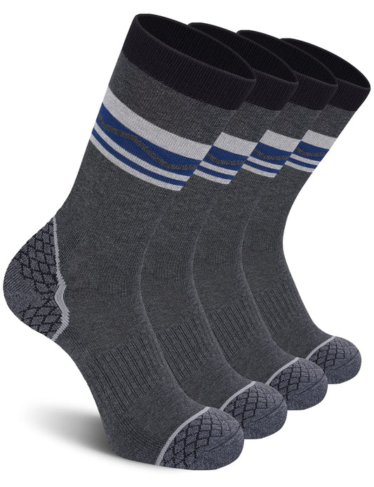 CS CELERSPORT 4 Pack Men's Merino Wool Hiking Socks with Cushion Warm Winter Thermal Boot Crew Socks, Dark Grey, X-Large
