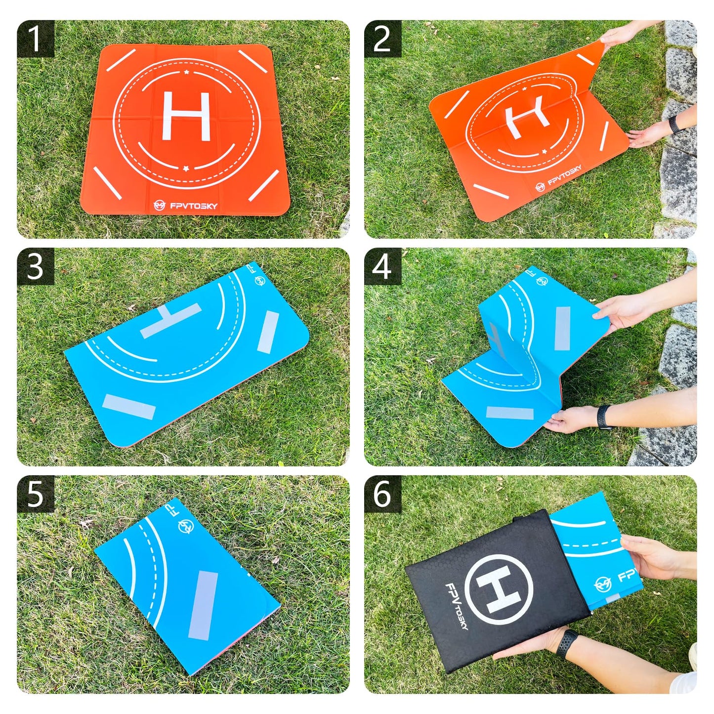 FPVtosky Drone Landing Pad, Universal Large 25.2"(64cm) Fast-fold Double Sided Waterproof Landig Pad Weighted for Mavic 3 Pro/DJI Mini 3 Pro/Air 3 / Avata/FPV/Phantom/Inspire Drones etc