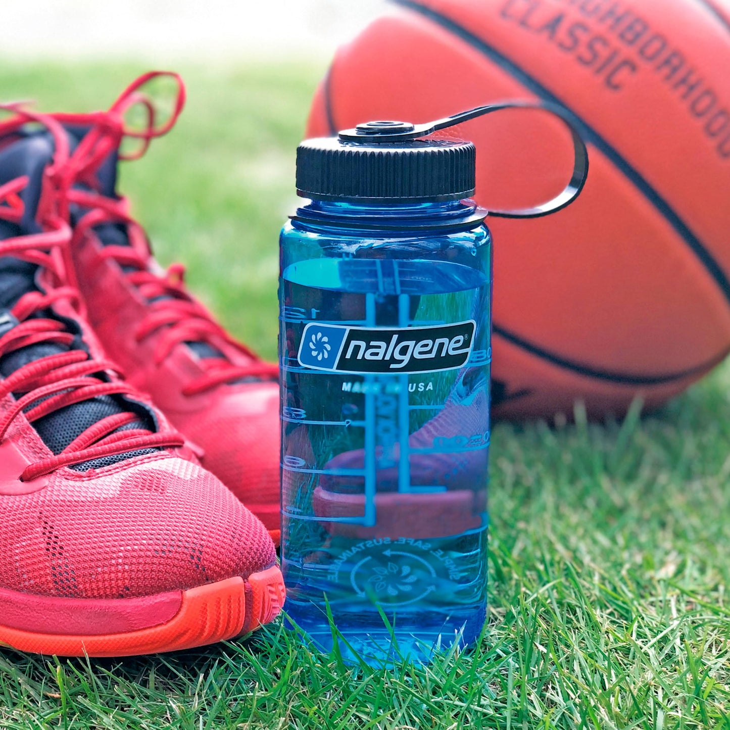 Nalgene Sustain Tritan BPA-Free Water Bottle Made with Material Derived from 50% Plastic Waste, 16 OZ, Wide Mouth, Slate Blue